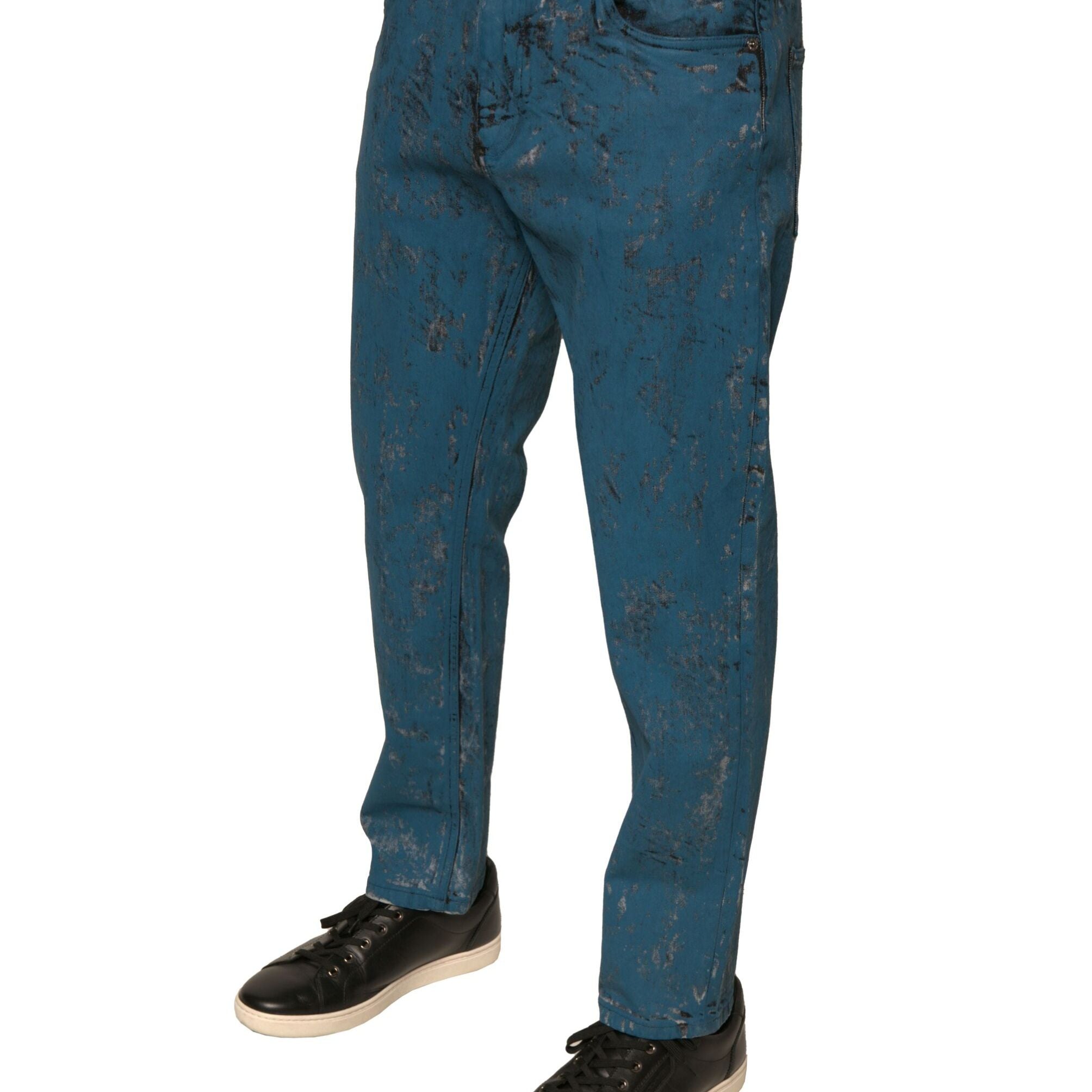 Dolce & Gabbana Blue Logo Cotton Stretch Skinny Denim Jeans