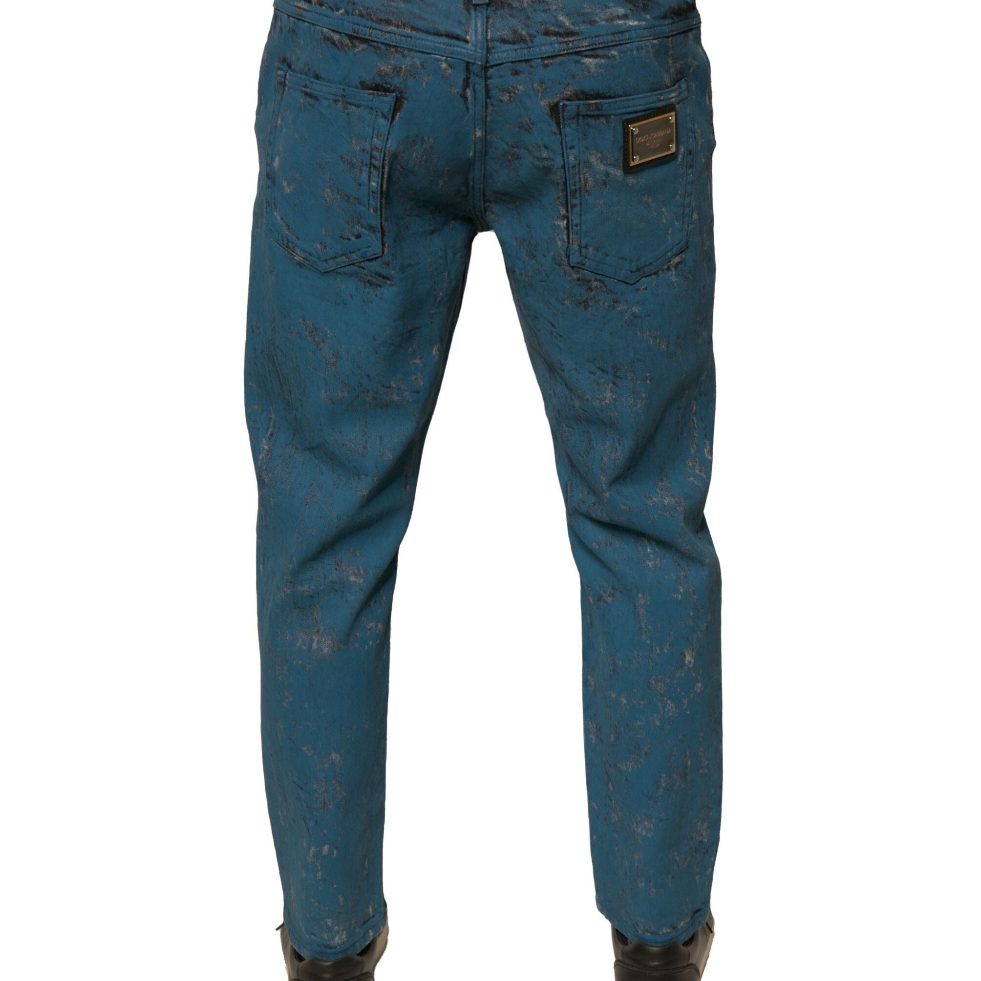 Dolce & Gabbana Blue Logo Cotton Stretch Skinny Denim Jeans