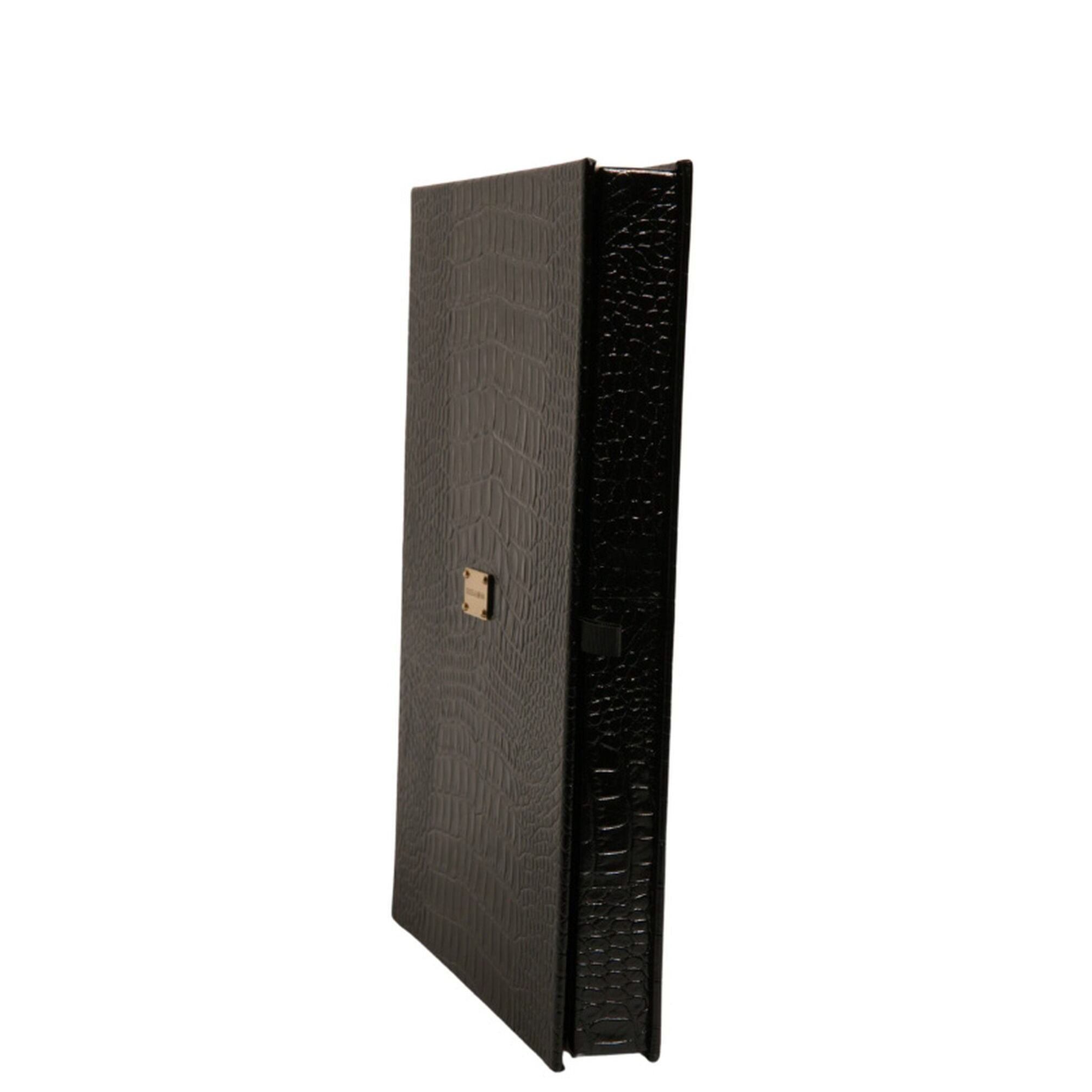 Dolce & Gabbana Elegant Black Leather Logo Plaque Holder Catalogue Case