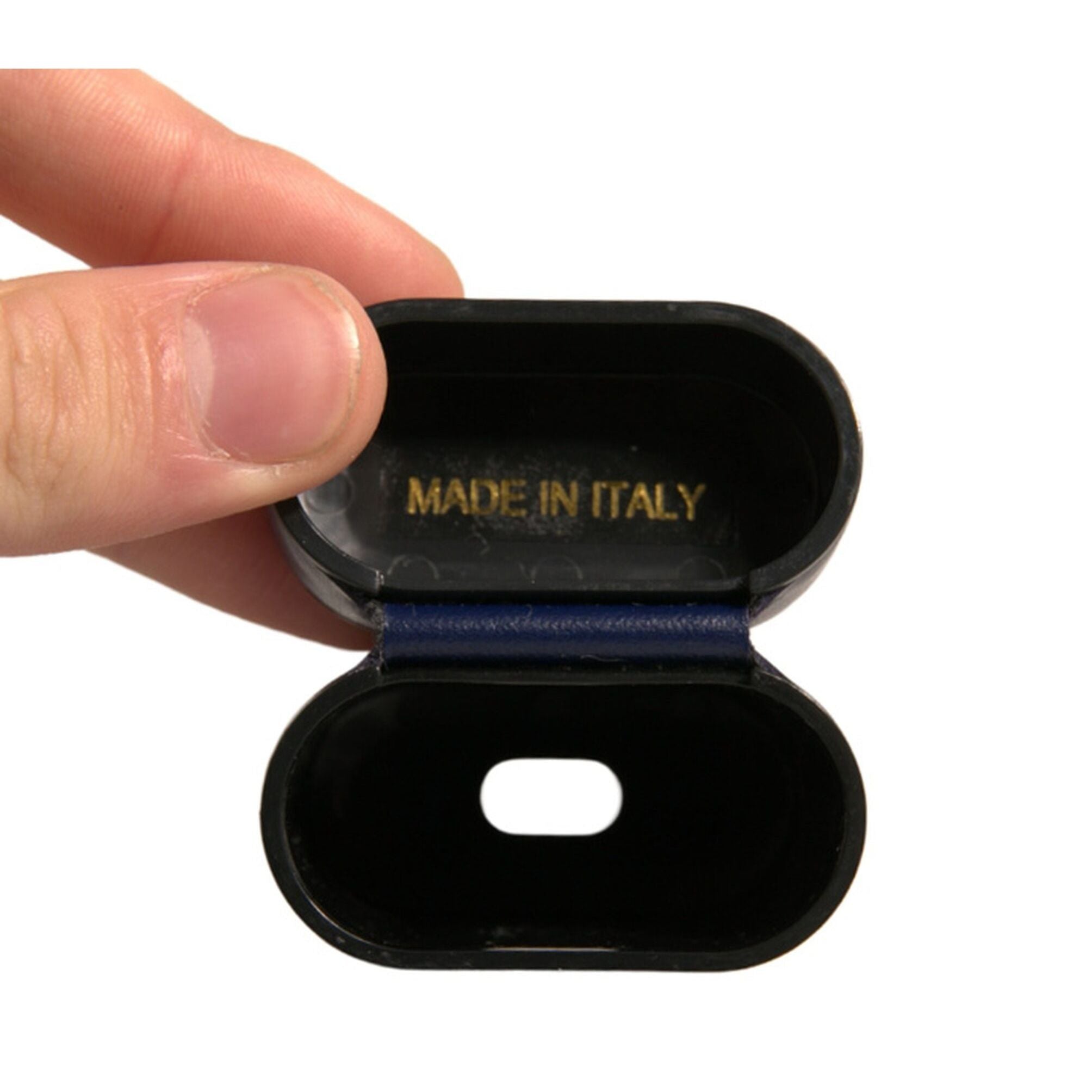Dolce & Gabbana Blue Leather Logo Print Flip Holder Airpods Case