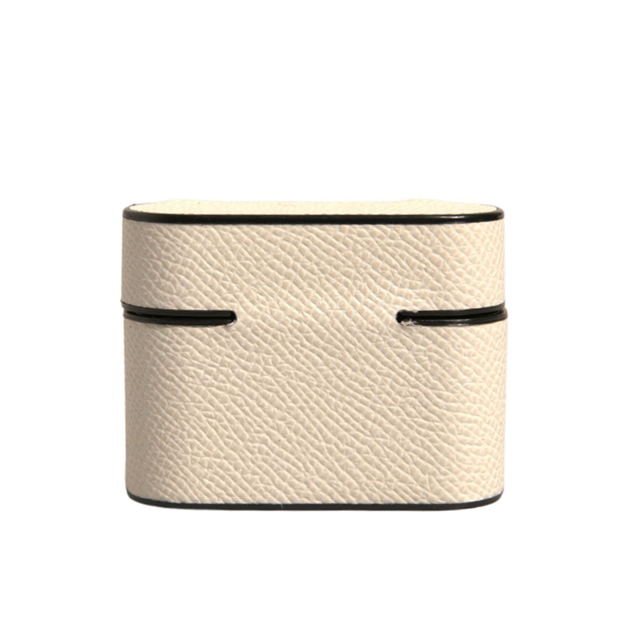 Dolce & Gabbana White Leather Metal Logo Plaque Holder Airpods Case
