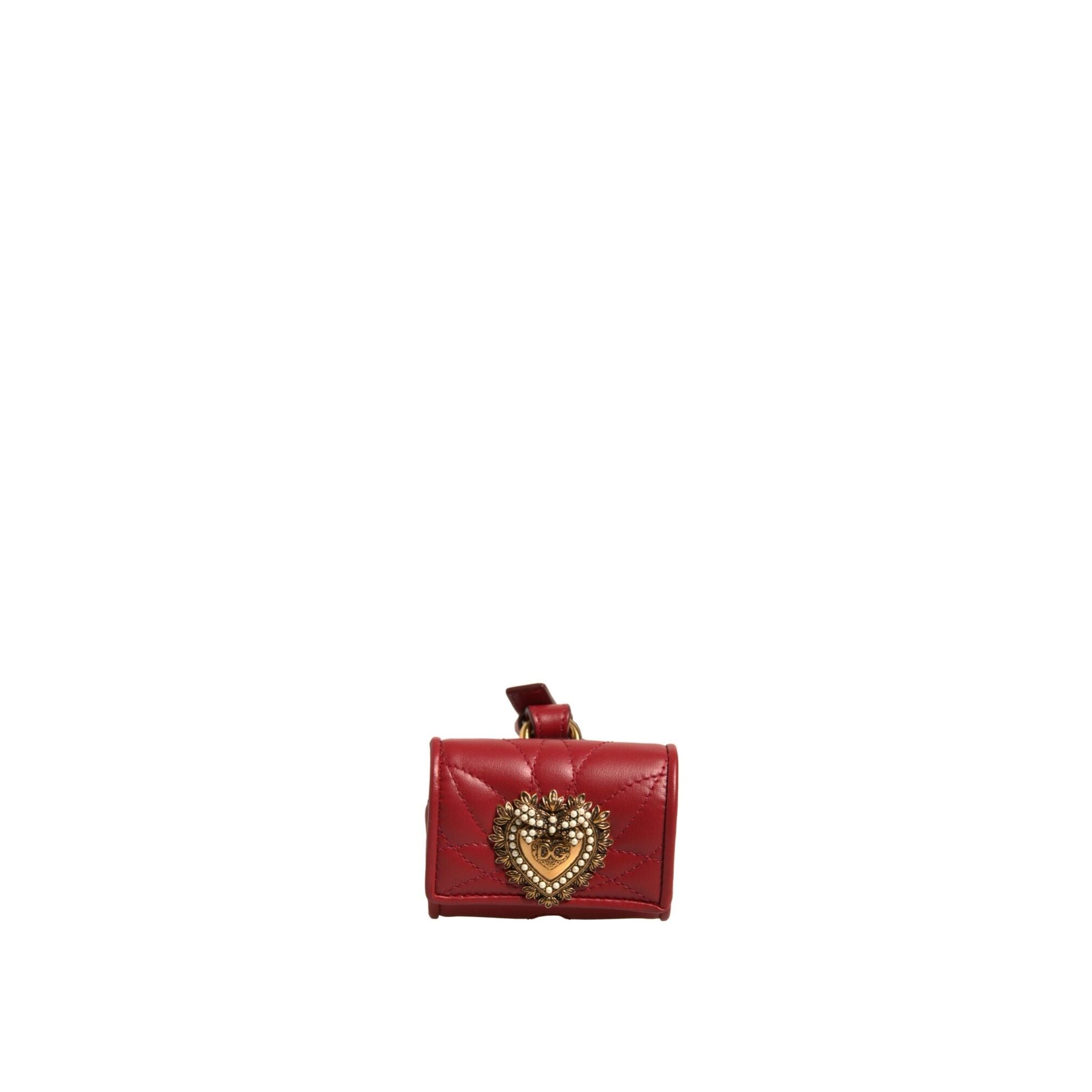 Dolce & Gabbana Black Leather Devotion Heart Strap Airpod Case