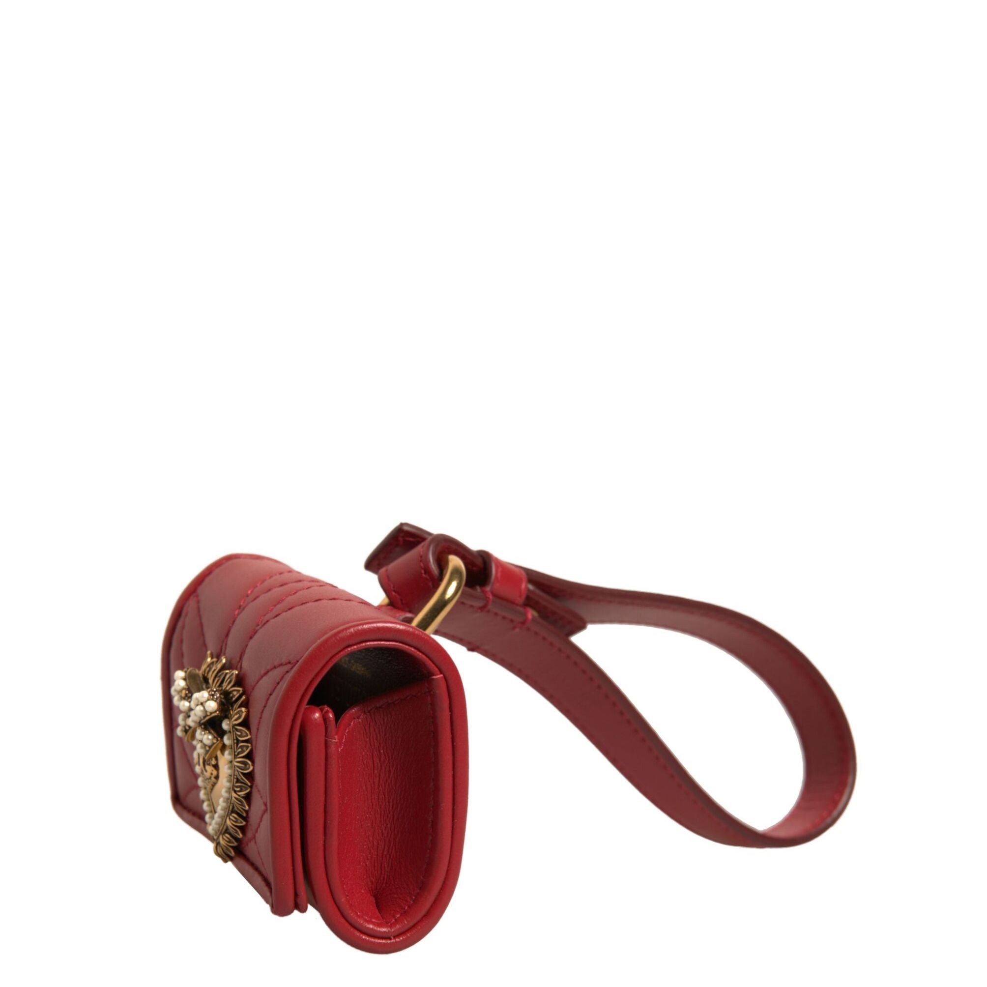 Dolce & Gabbana Black Leather Devotion Heart Strap Airpod Case