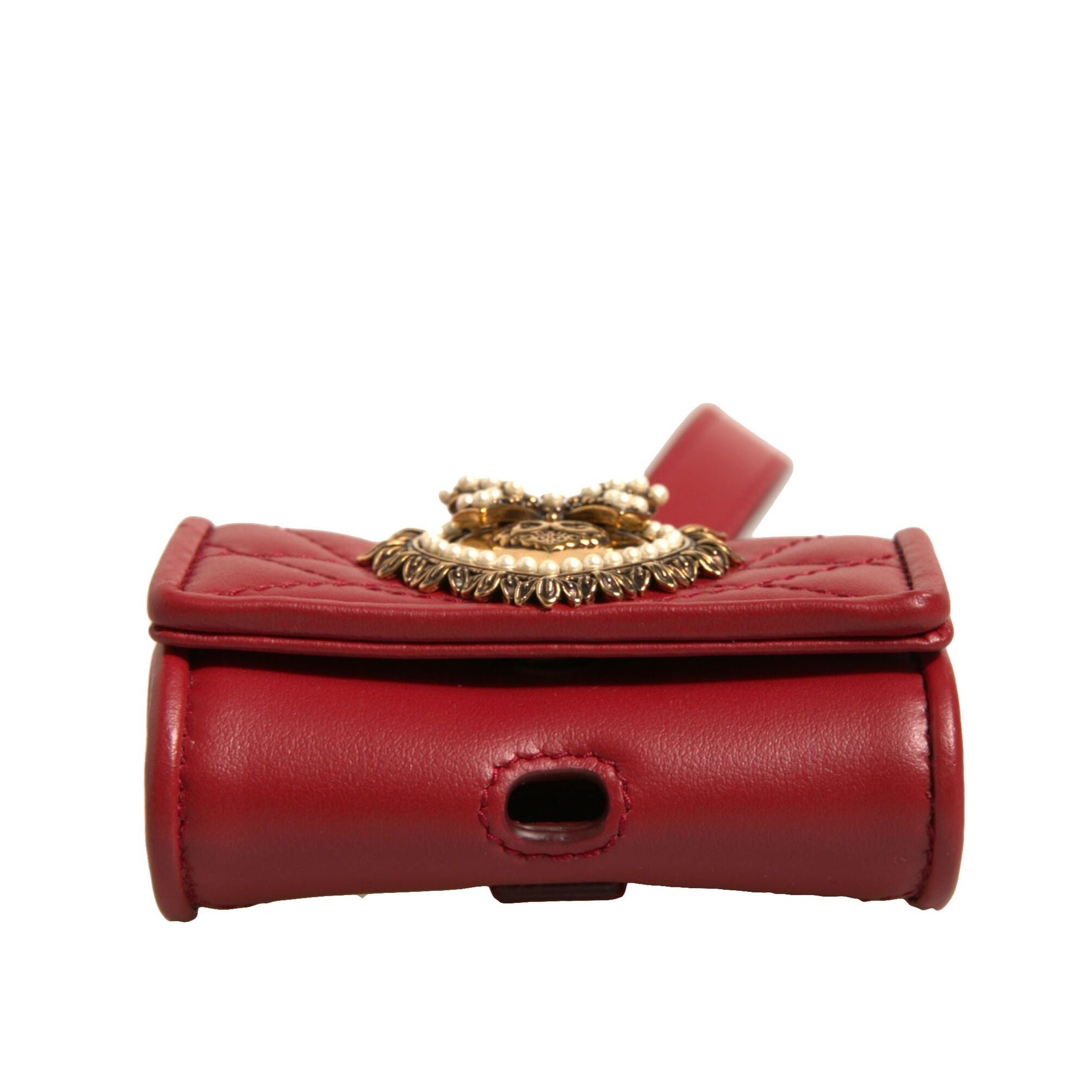 Dolce & Gabbana Black Leather Devotion Heart Strap Airpod Case