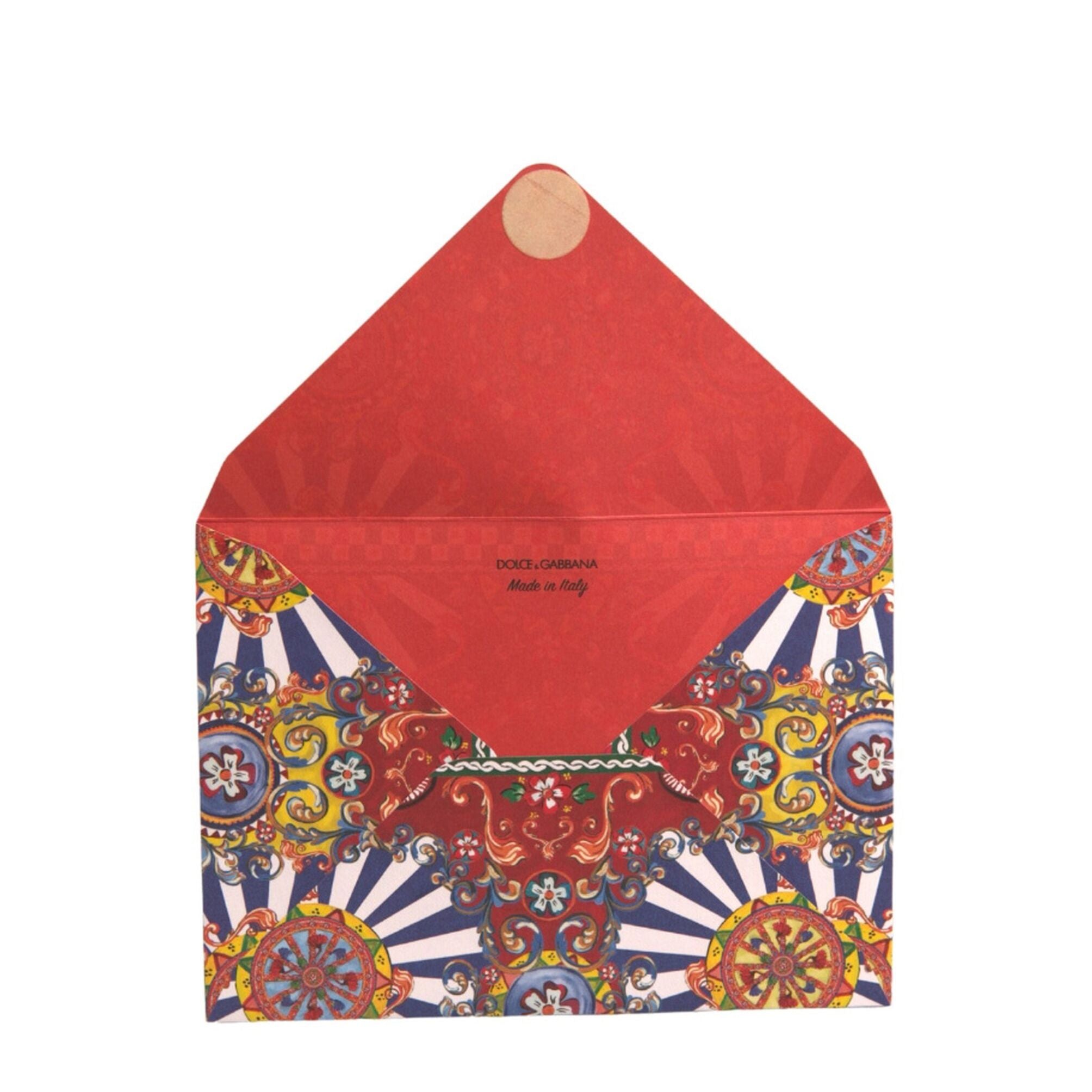 Dolce & Gabbana Multicolor Carretto Siciliano Envelope Post Card Holder