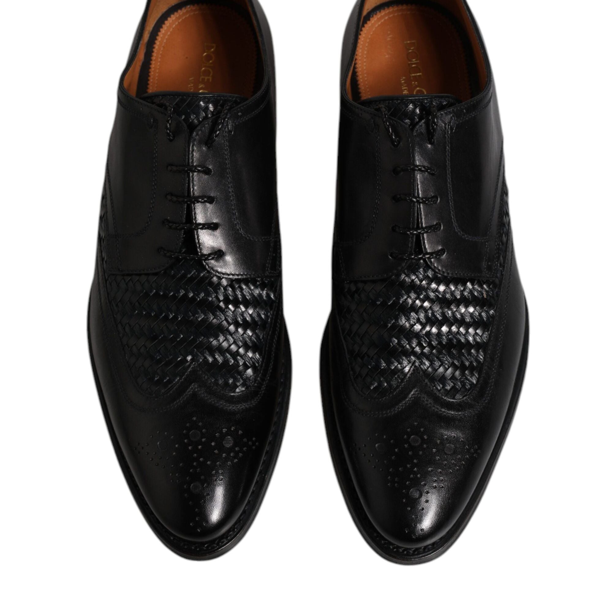 Dolce & Gabbana Black Leather Derby Wingtip Lace Up Formal Dress Shoes