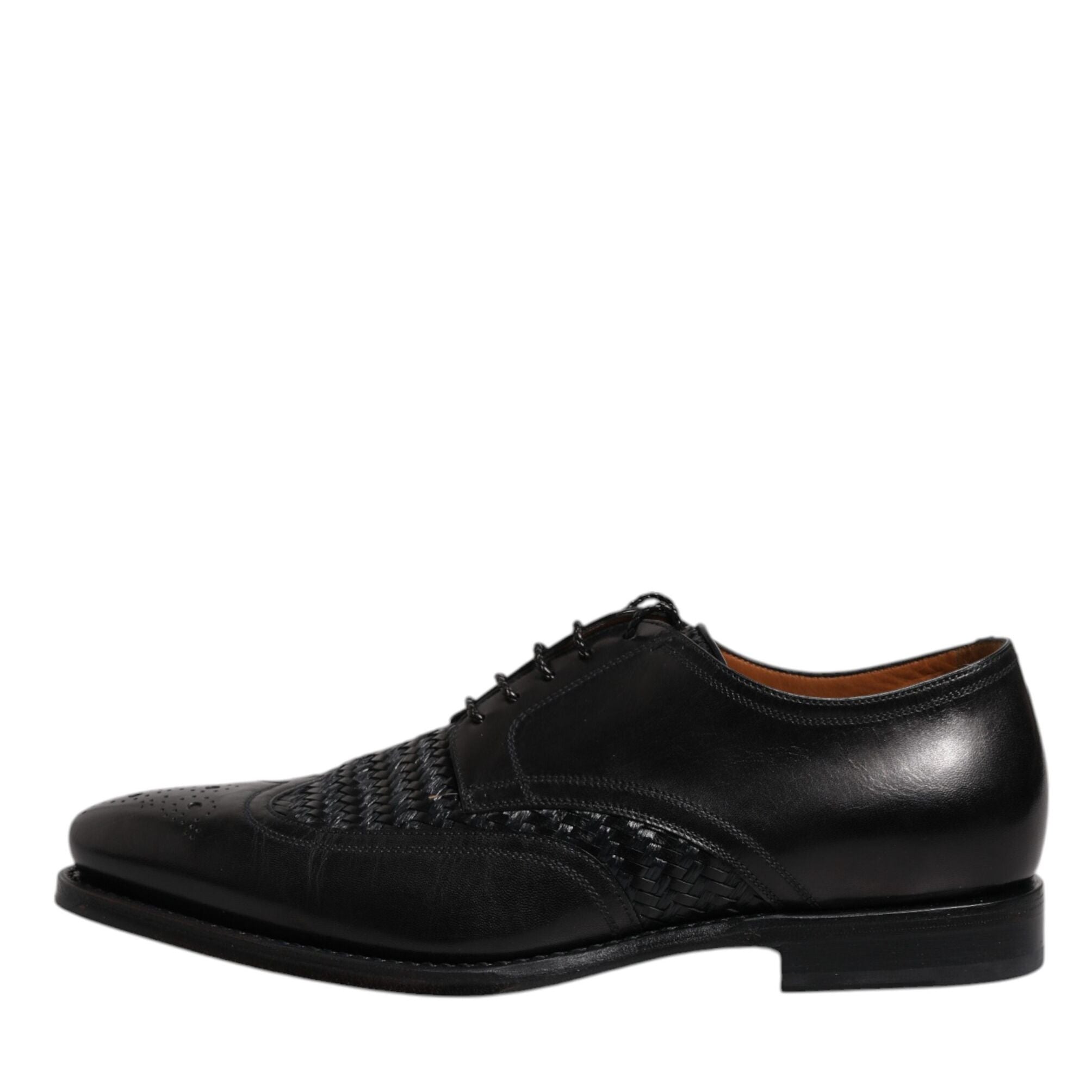 Dolce & Gabbana Black Leather Derby Wingtip Lace Up Formal Dress Shoes