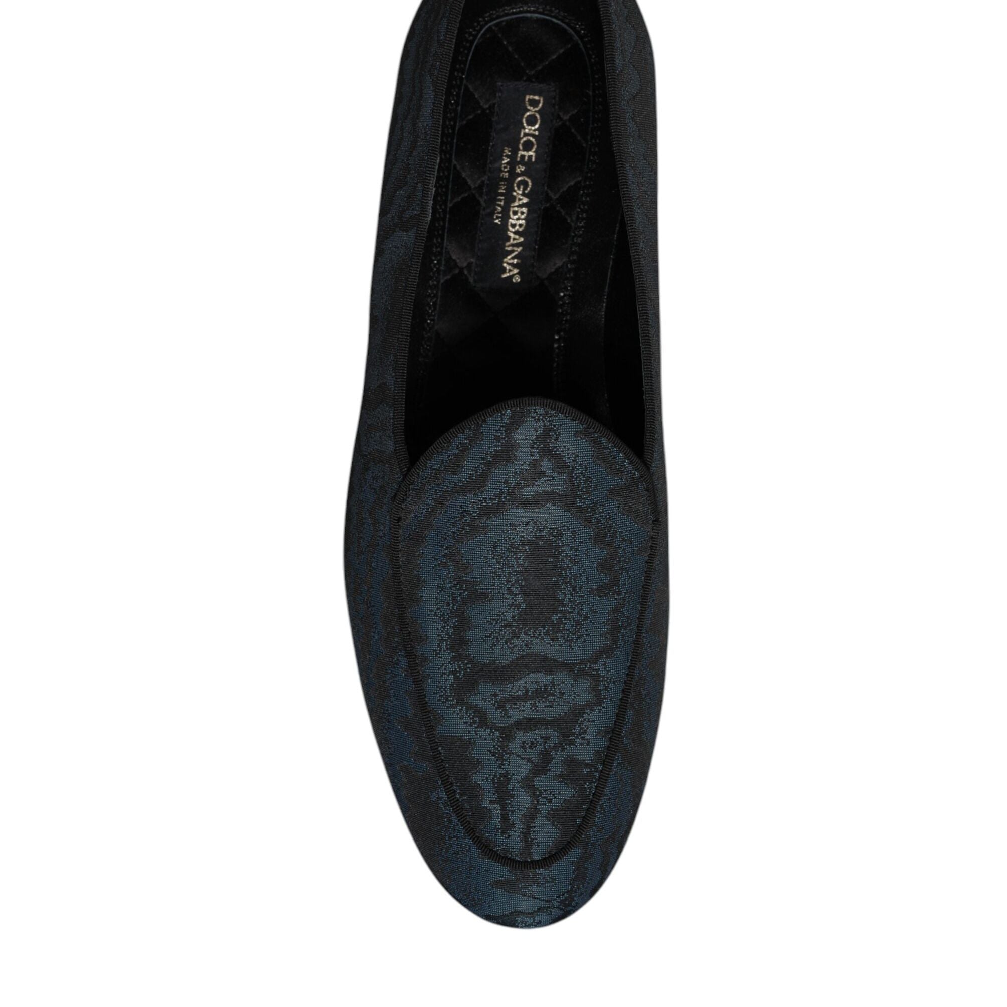 Dolce & Gabbana Blue Black Flats Men Loafers Dress Shoes