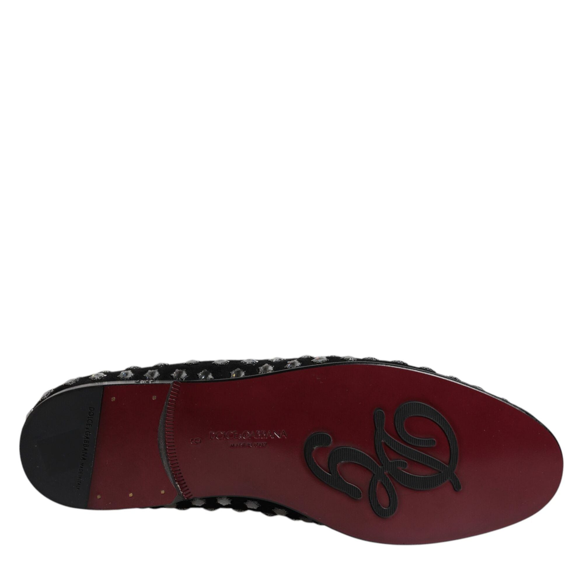 Dolce & Gabbana Black Crystal Embellished Loafers Dress Shoes