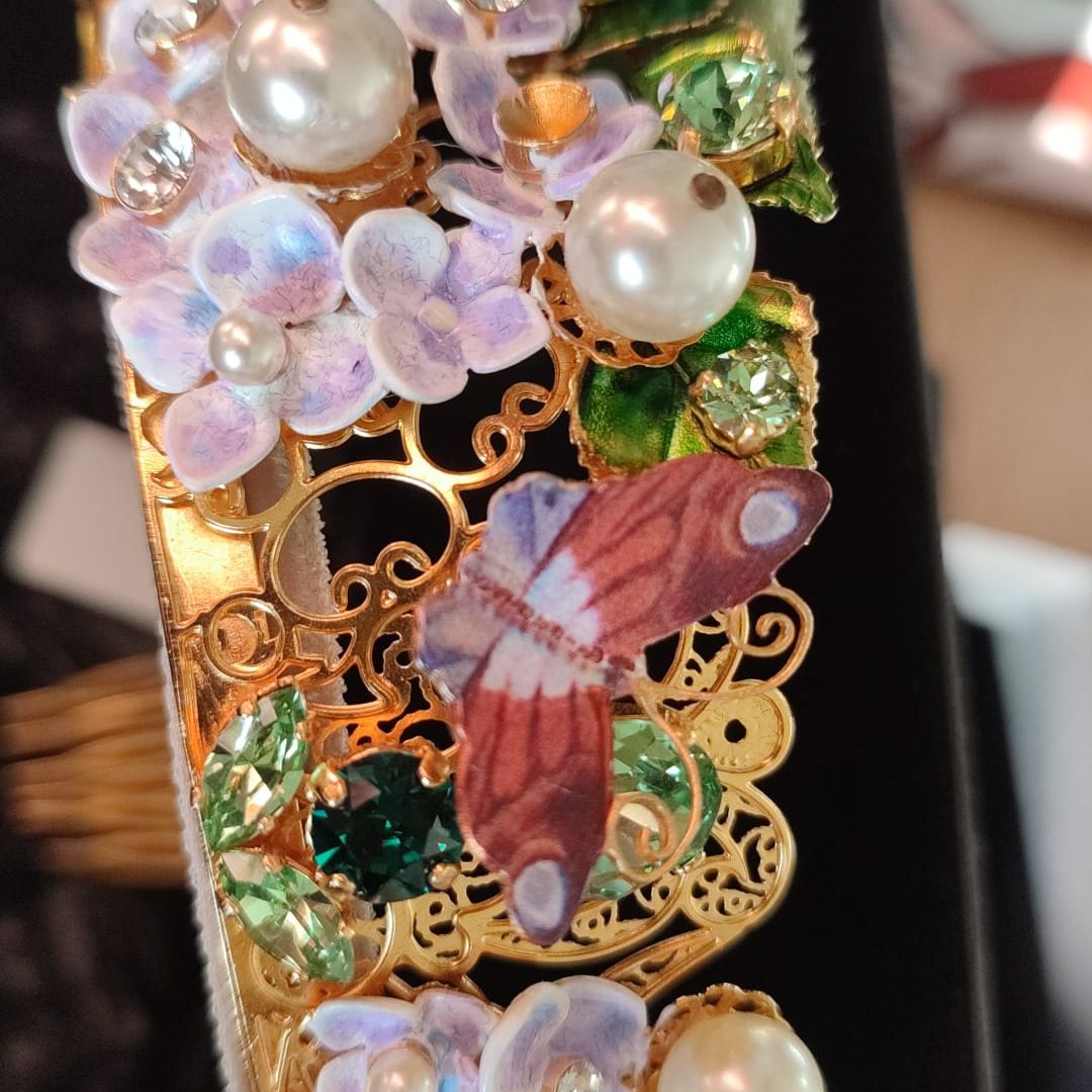 Dolce & Gabbana Gold Crystal Purple Hortensia Headband Crown Diadem