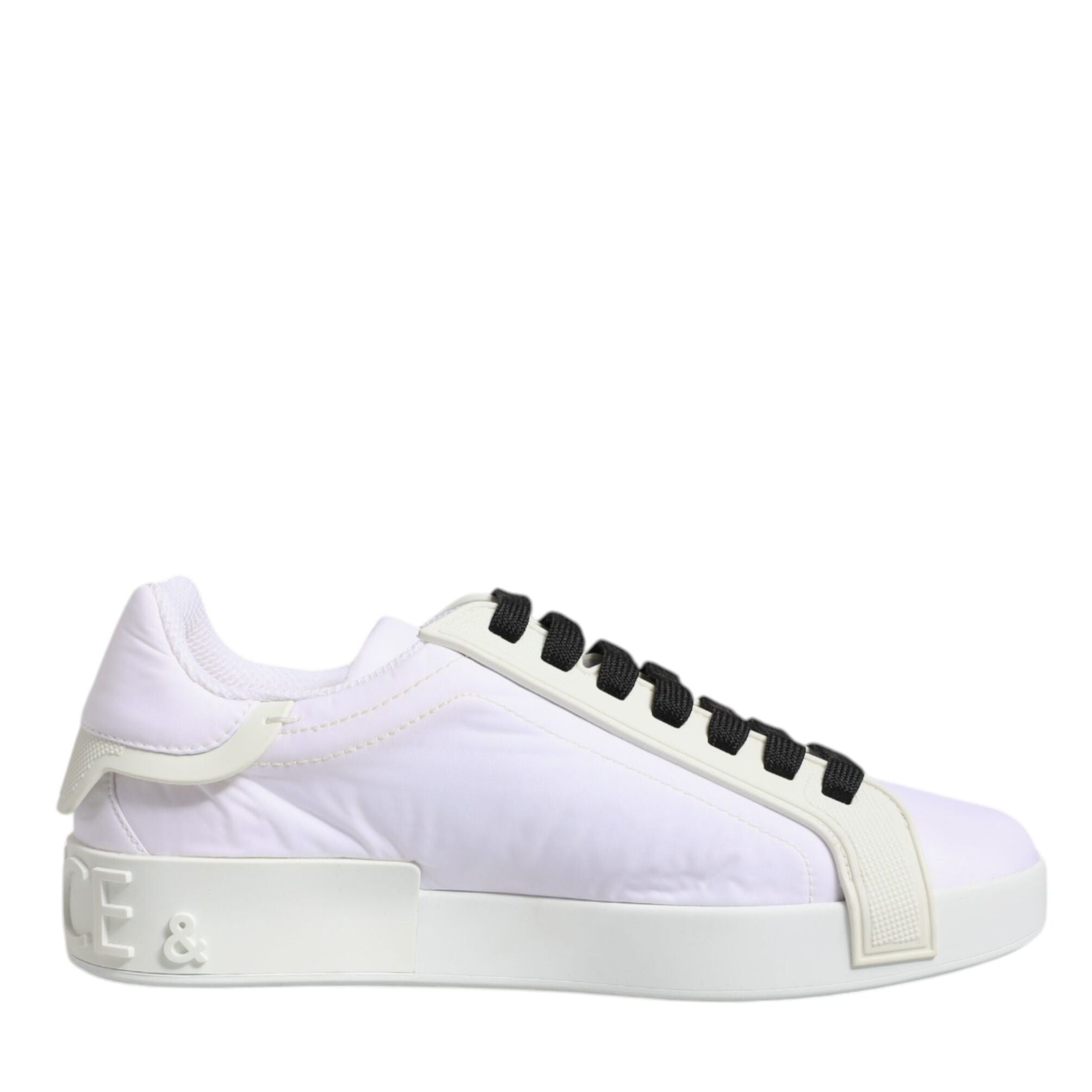 Dolce & Gabbana White Nylon Leather Low Top Sneakers Shoes