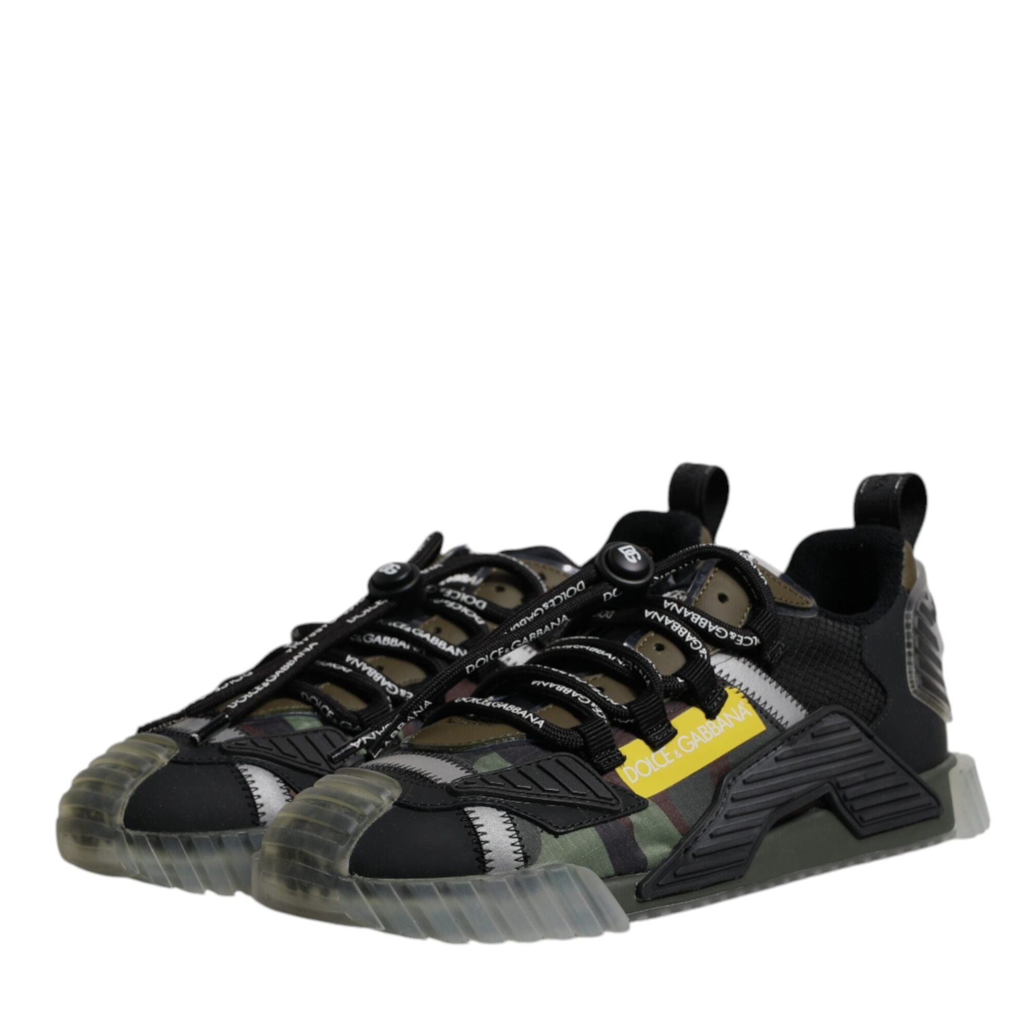 Dolce & Gabbana Black Green Camo NS1 Low Top Sneakers Shoes