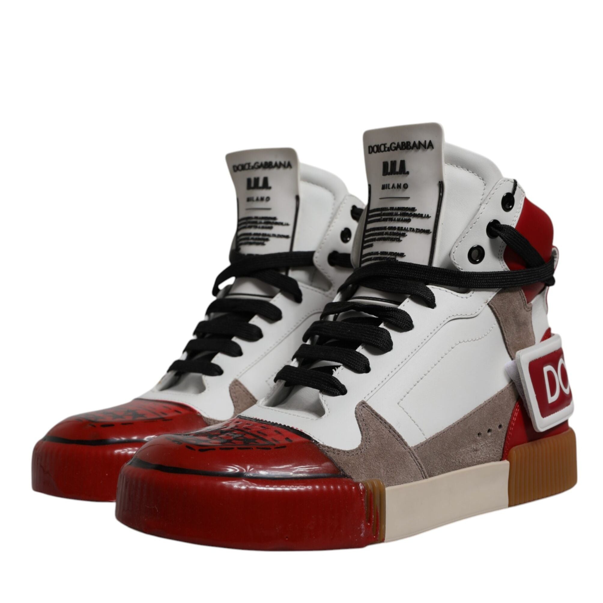Dolce & Gabbana Multicolor Leather High Top Sneakers Shoes