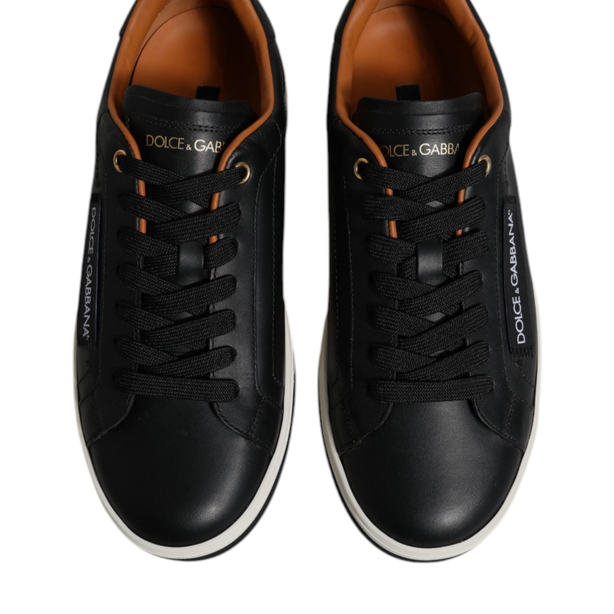 Dolce & Gabbana Black Leather Low Top Men Sneakers Shoes