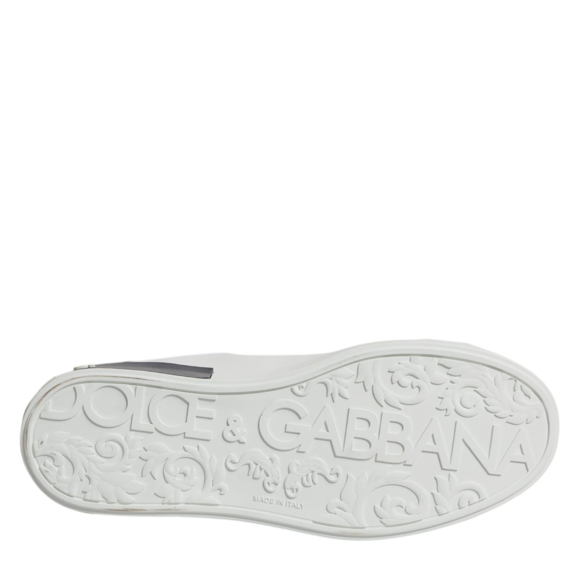 Dolce & Gabbana White Black Leather Portofino Sneakers Shoes