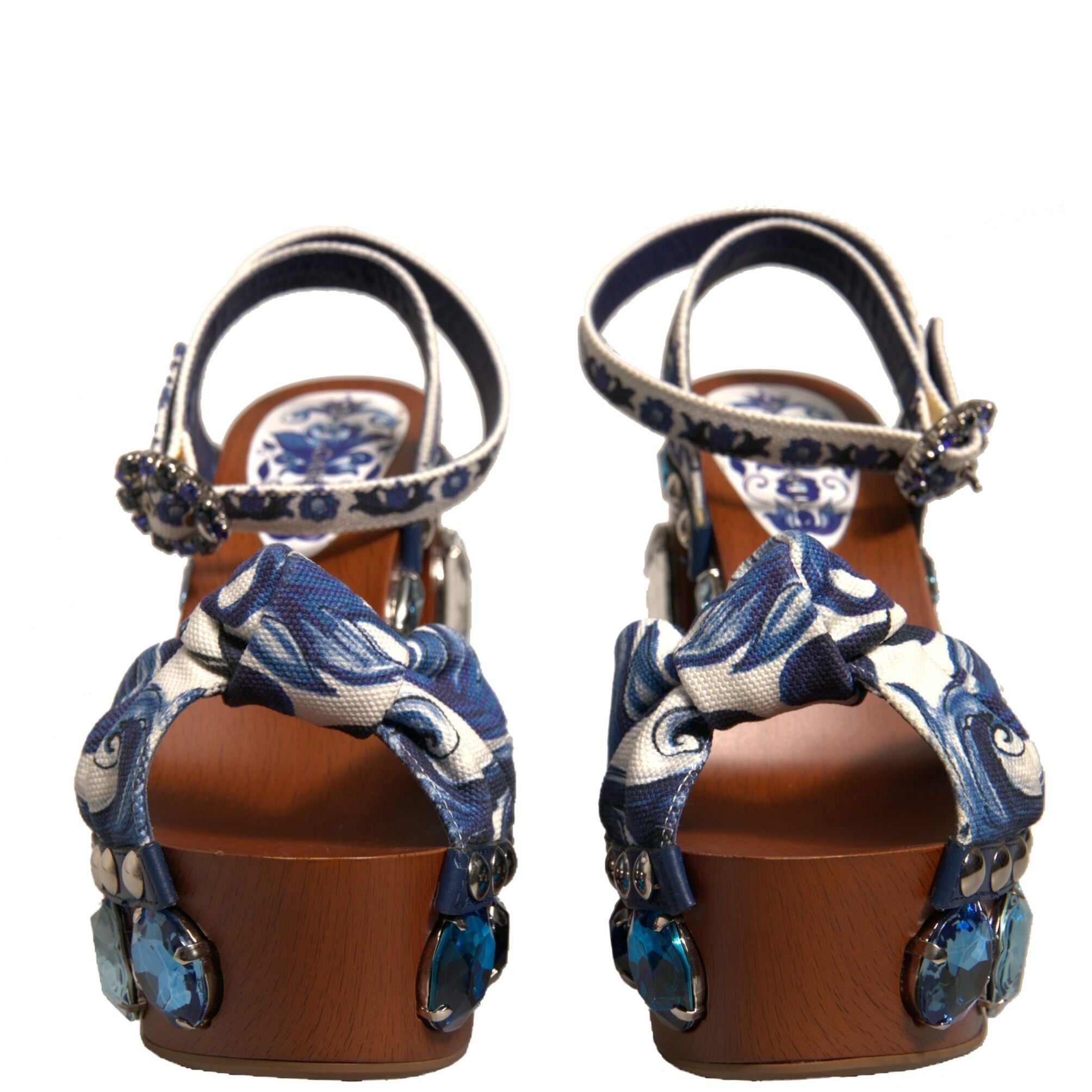 Dolce & Gabbana Multicolor Majolica Embellished Wedge Sandals Shoes