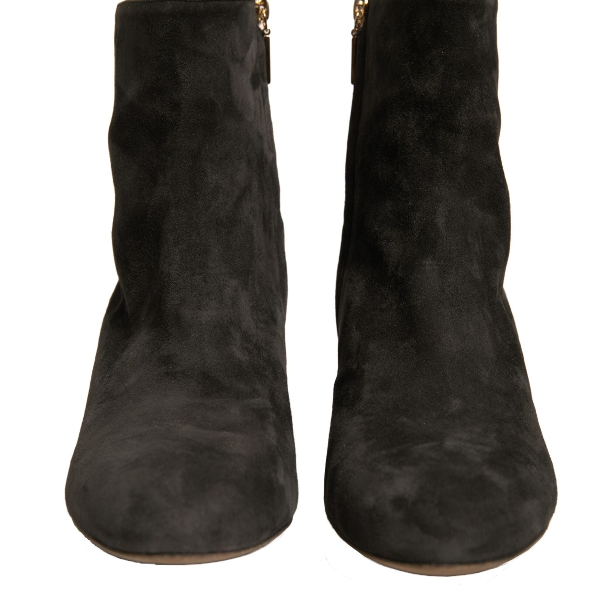 Dolce & Gabbana Black Embellished Heel Ankle Boots Shoes