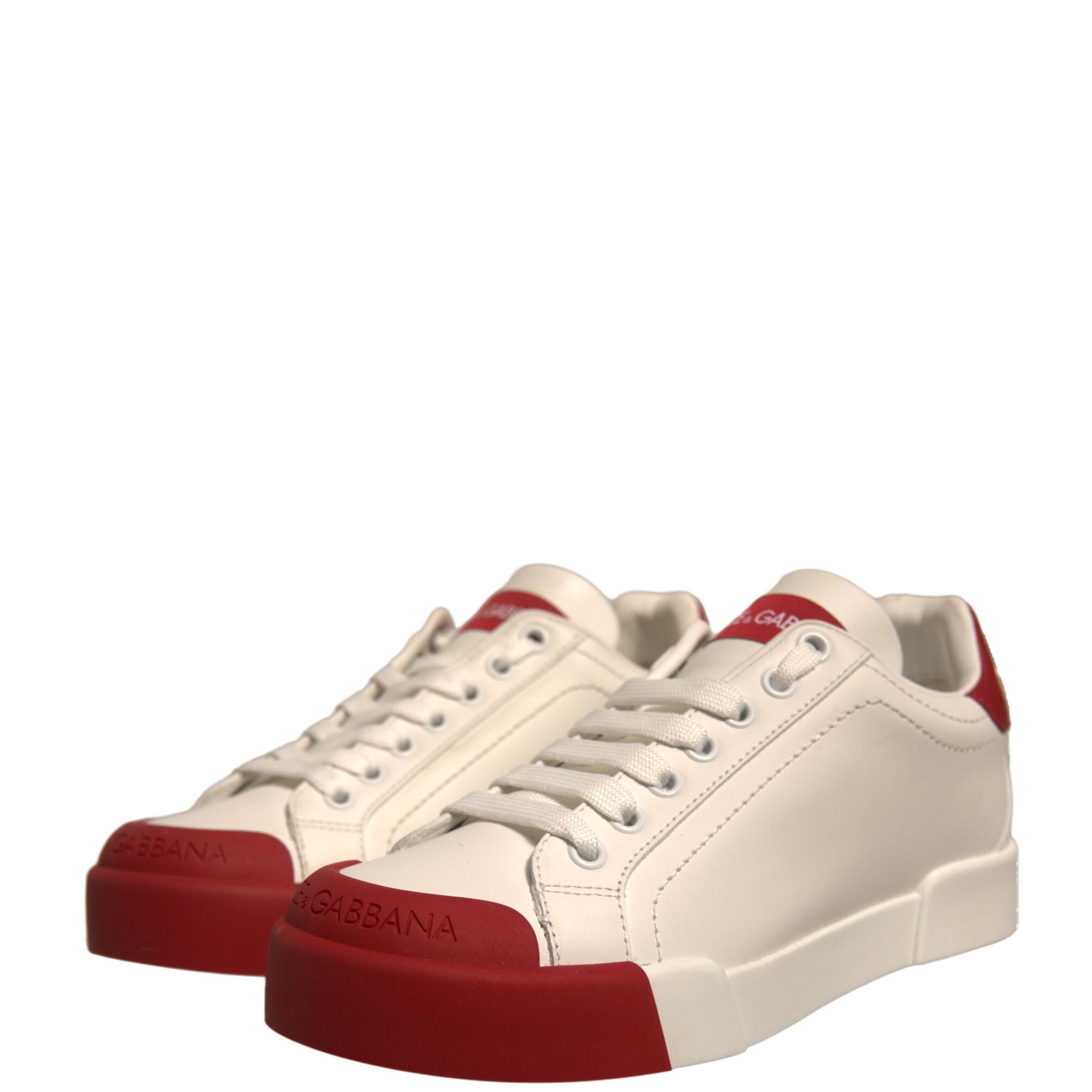Dolce & Gabbana Shoes White Leather Logo Portofino Sneakers
