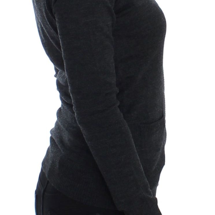 Dolce & Gabbana Gray Wool Button Cardigan Sweater
