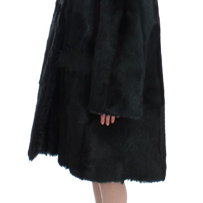 Dolce & Gabbana Black Goat Fur Shearling Long Jacket Coat