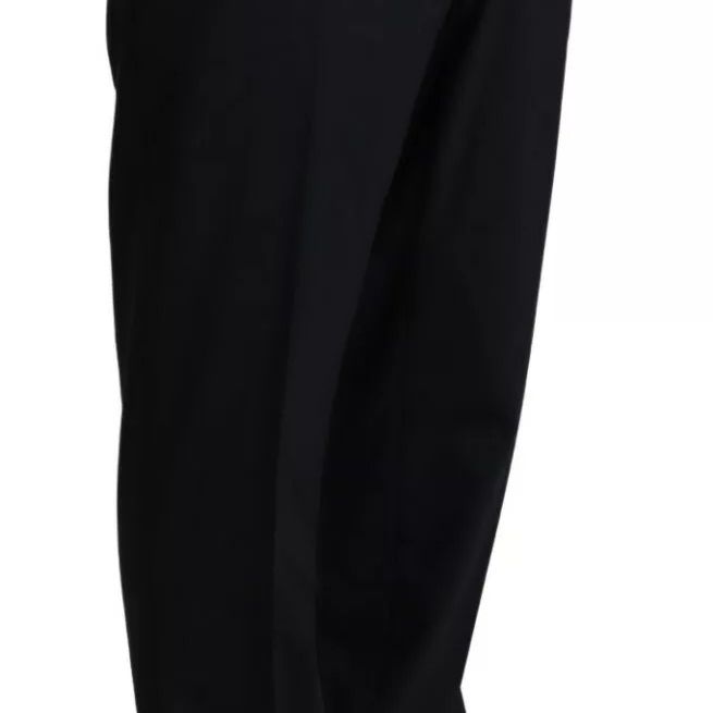 Dolce & Gabbana Black Wool Stretch Dress Trouser Pants
