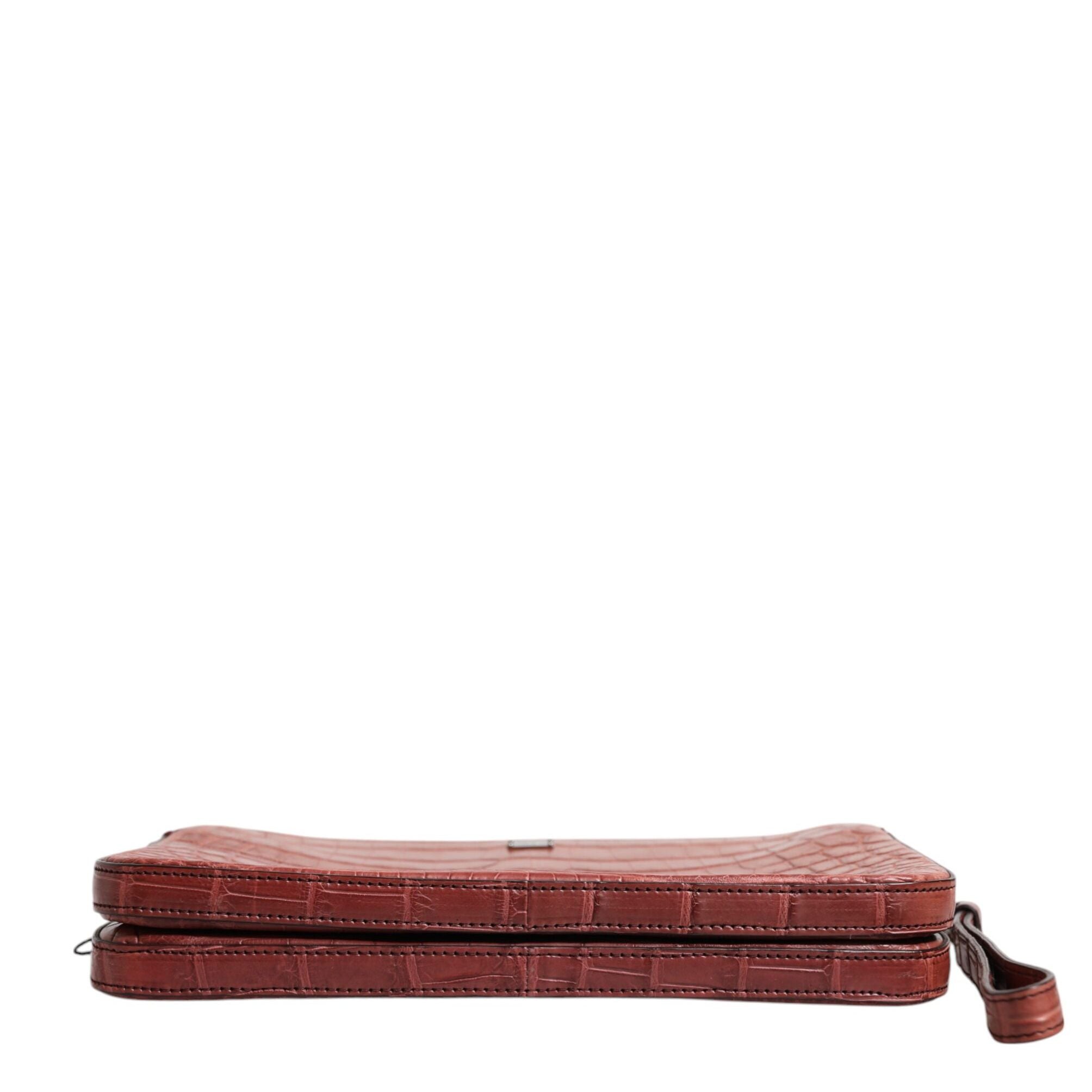 Dolce & Gabbana Bordeaux Croc Leather Logo Plaque Men Briefcase Bag