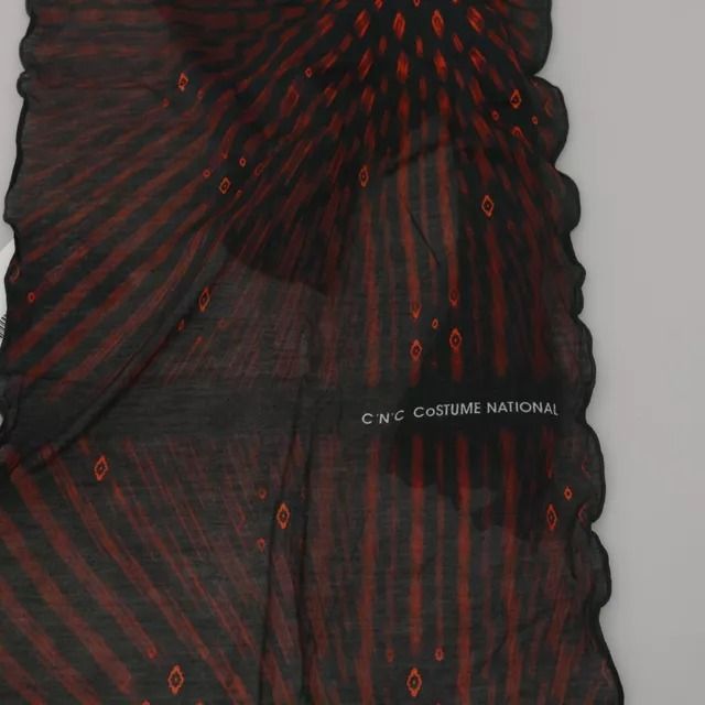 Costume National Black Red Viscose Foulard Branded Scarf