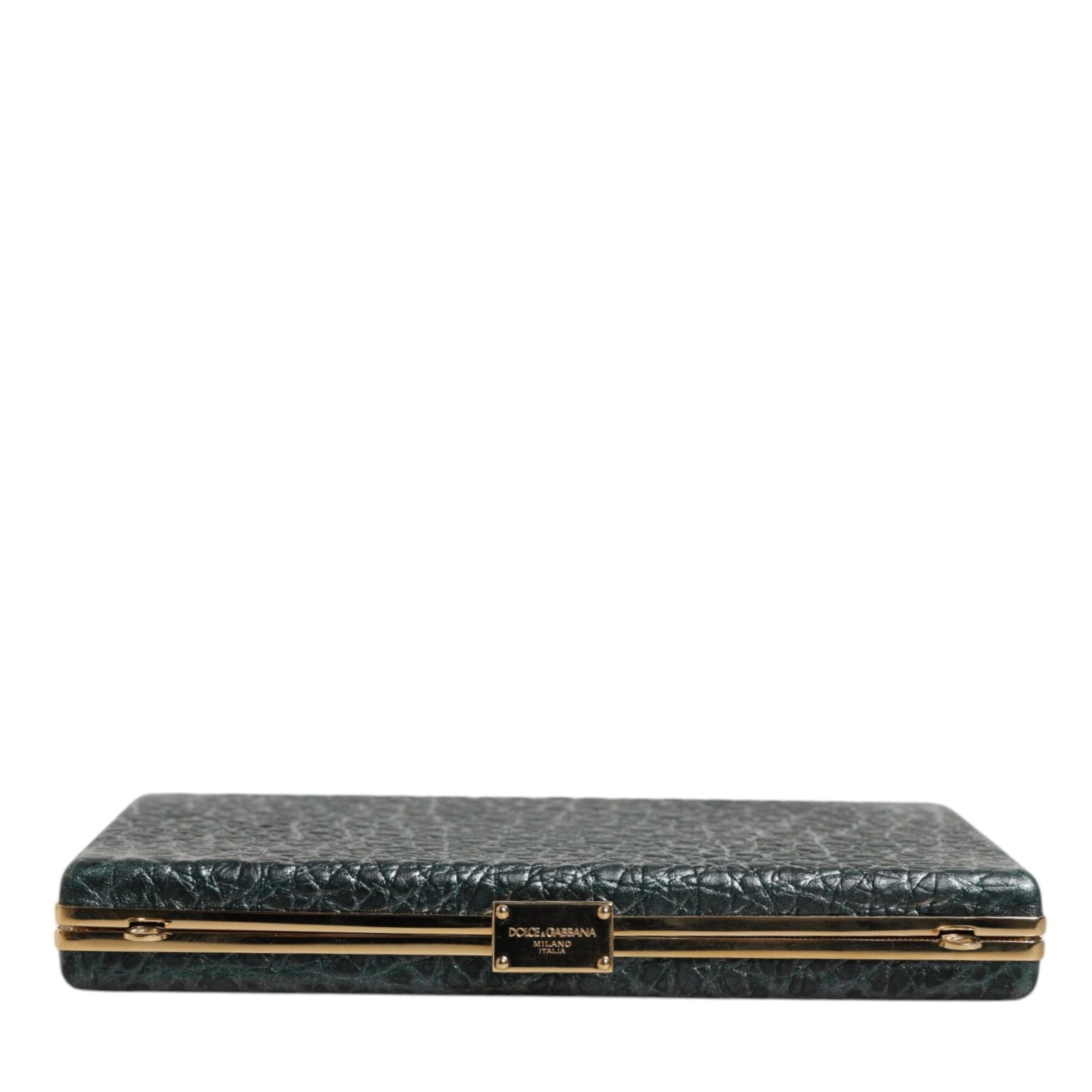 Dolce & Gabbana Black Leather Clutch Evening Crossbody Bag
