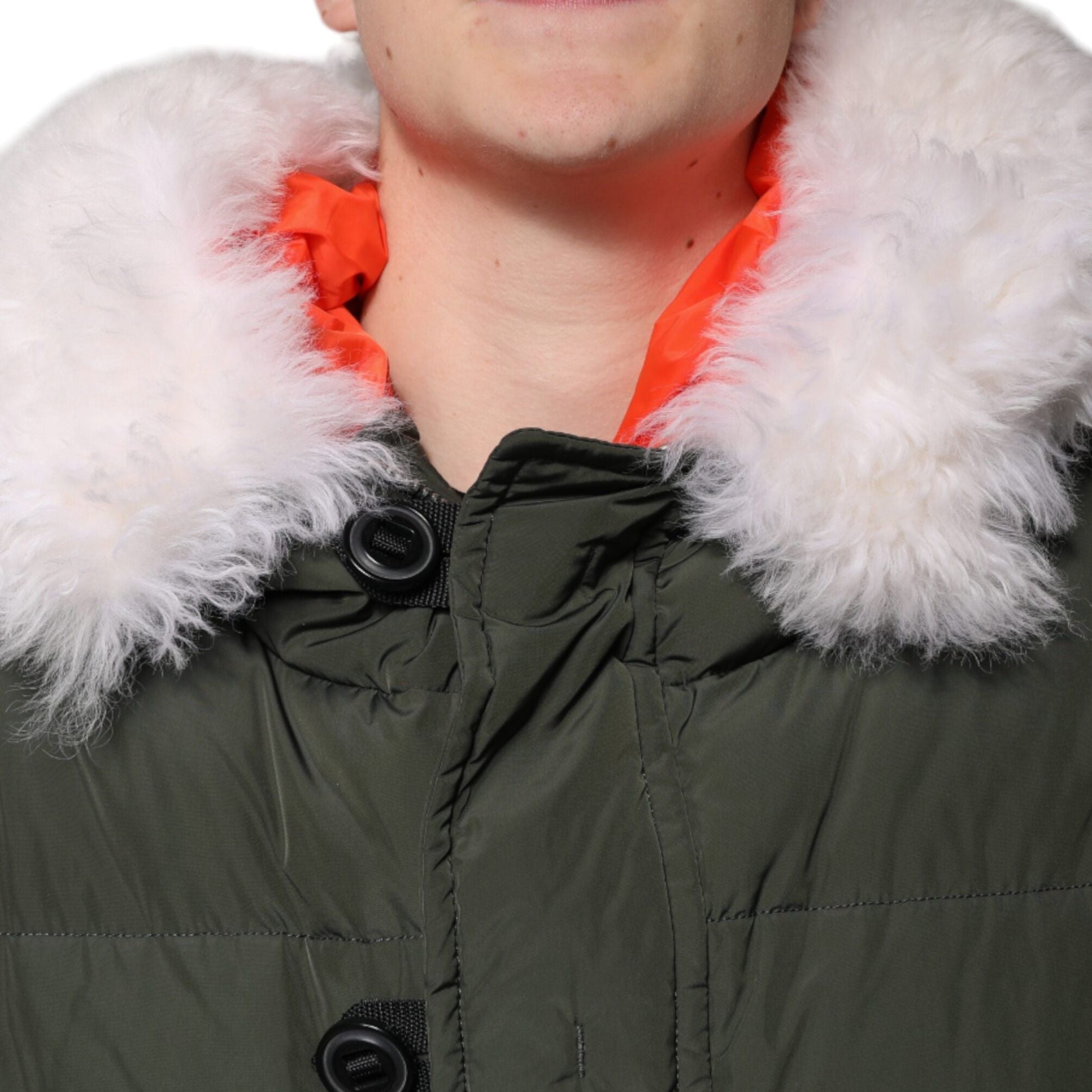 Dsquared² Green Hooded Long Sleeves Fur Shearling Jacket
