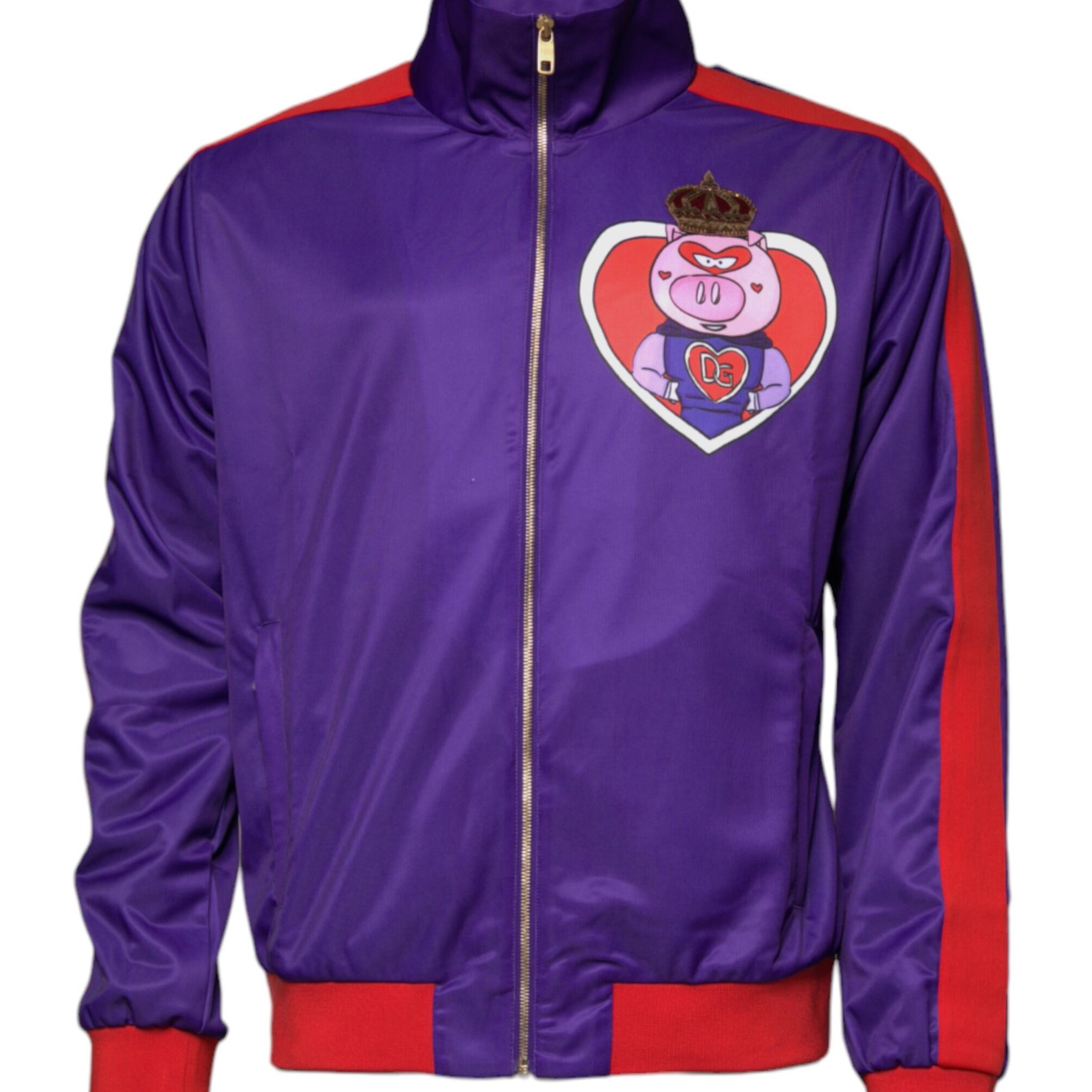 Dolce & Gabbana Purple Year Of The Pig Full Zip Bomber Sweater