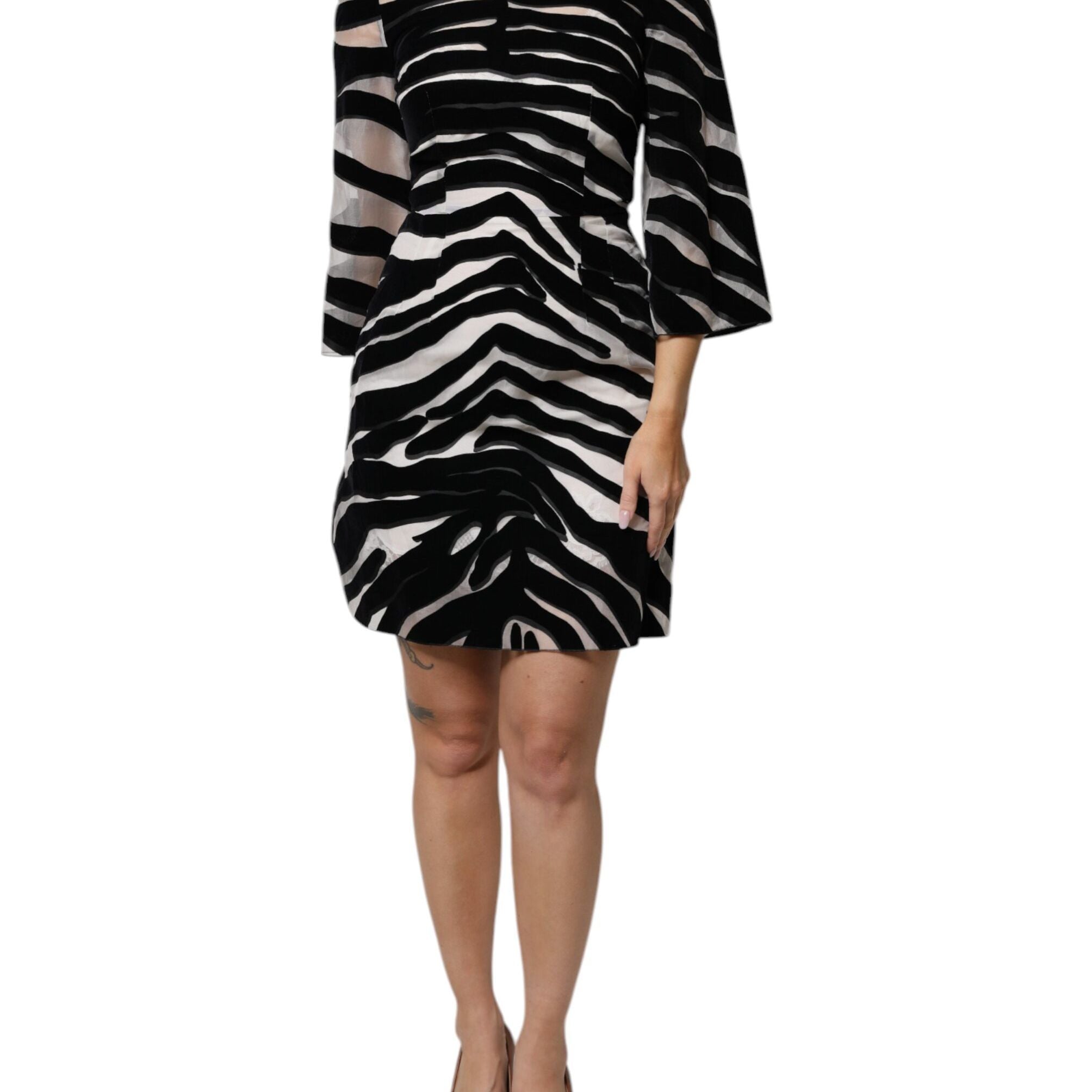 Dolce & Gabbana Black White Zebra A-line Sheath Mini Dress