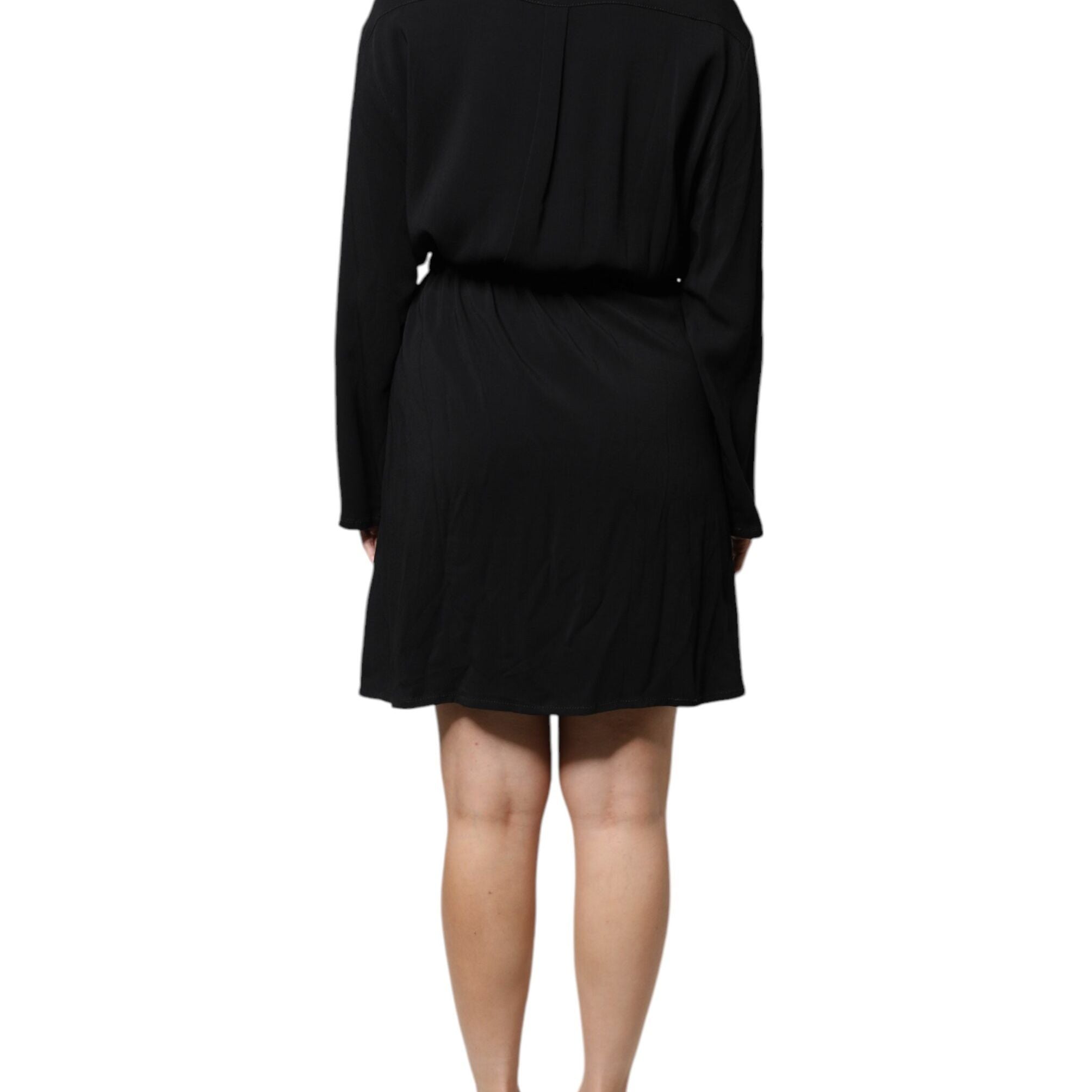 Emporio Armani Black Viscose Long Sleeves A-line Mini Dress