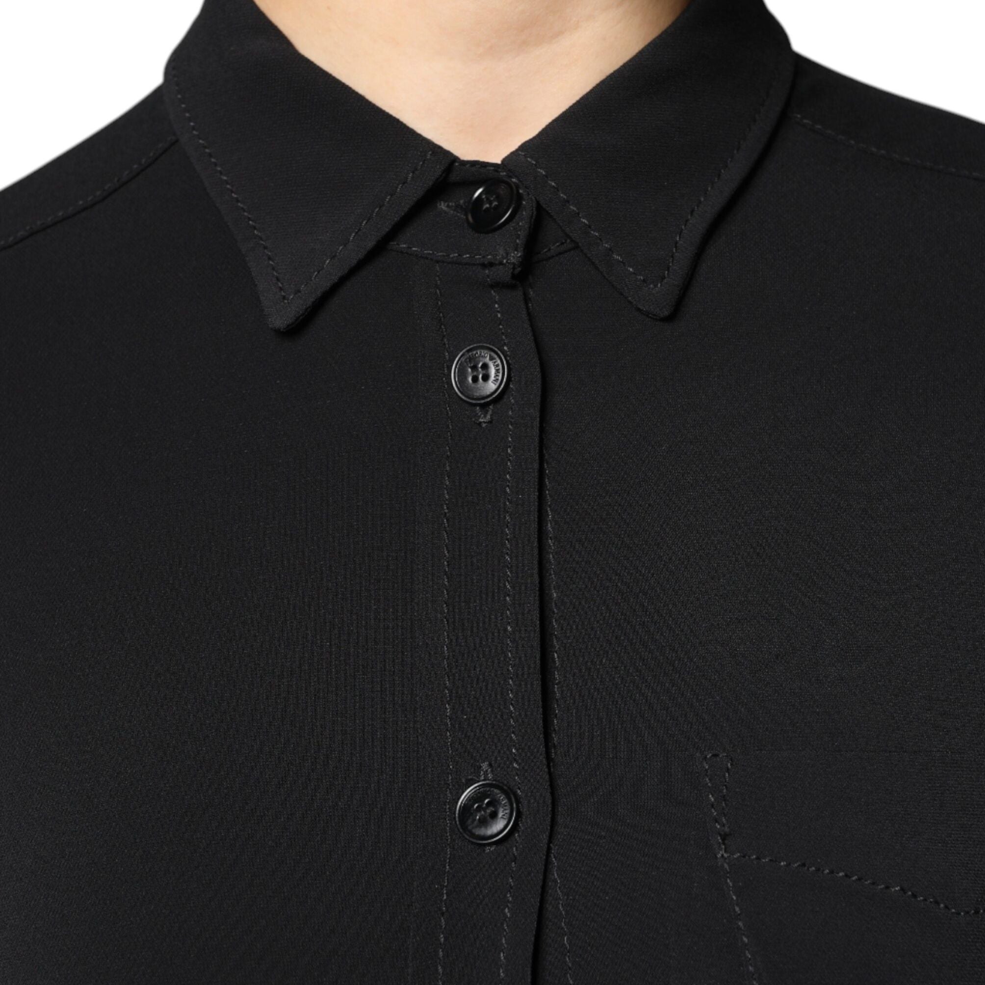 Emporio Armani Black Viscose Long Sleeves A-line Mini Dress