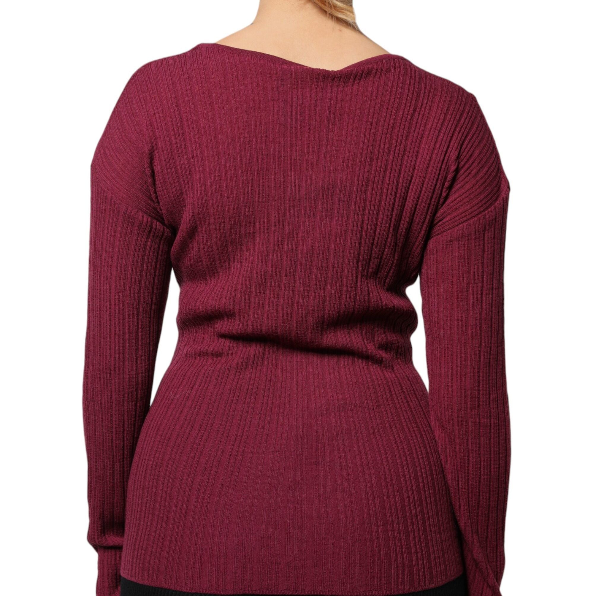Roberto Cavalli Maroon Jumper Keyhole Knit Pullover Sweater