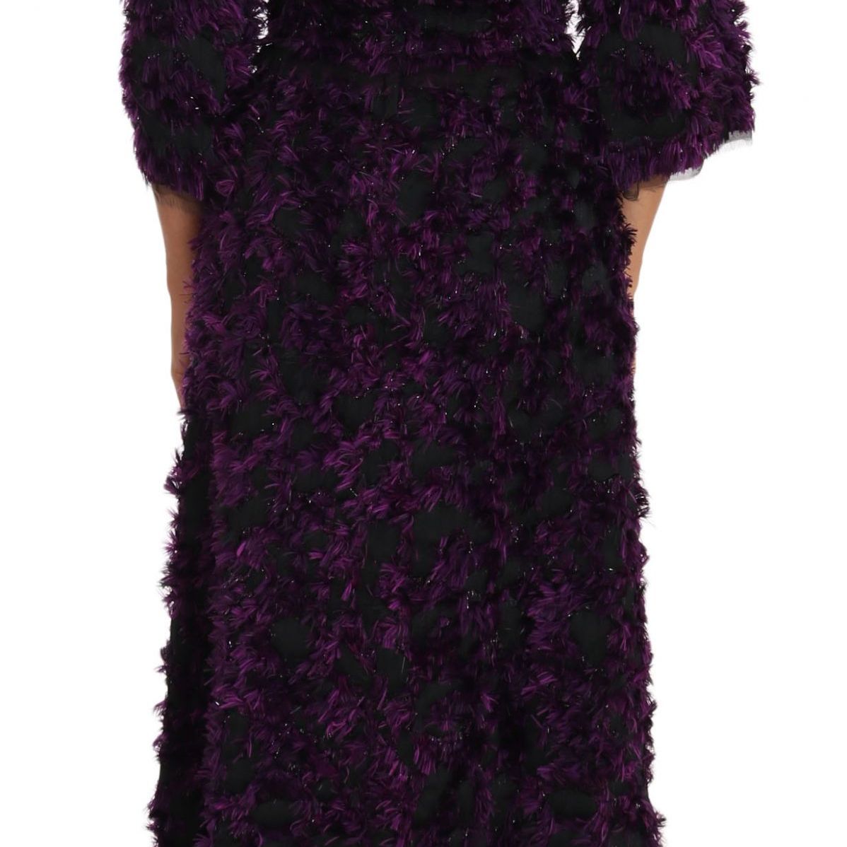 Dolce & Gabbana Purple Fringe Midi Sheath Dress