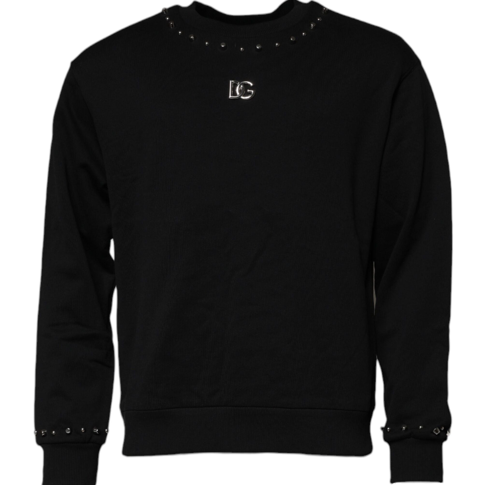 Dolce & Gabbana Black Logo Stud Pullover Sweatshirt Sweater
