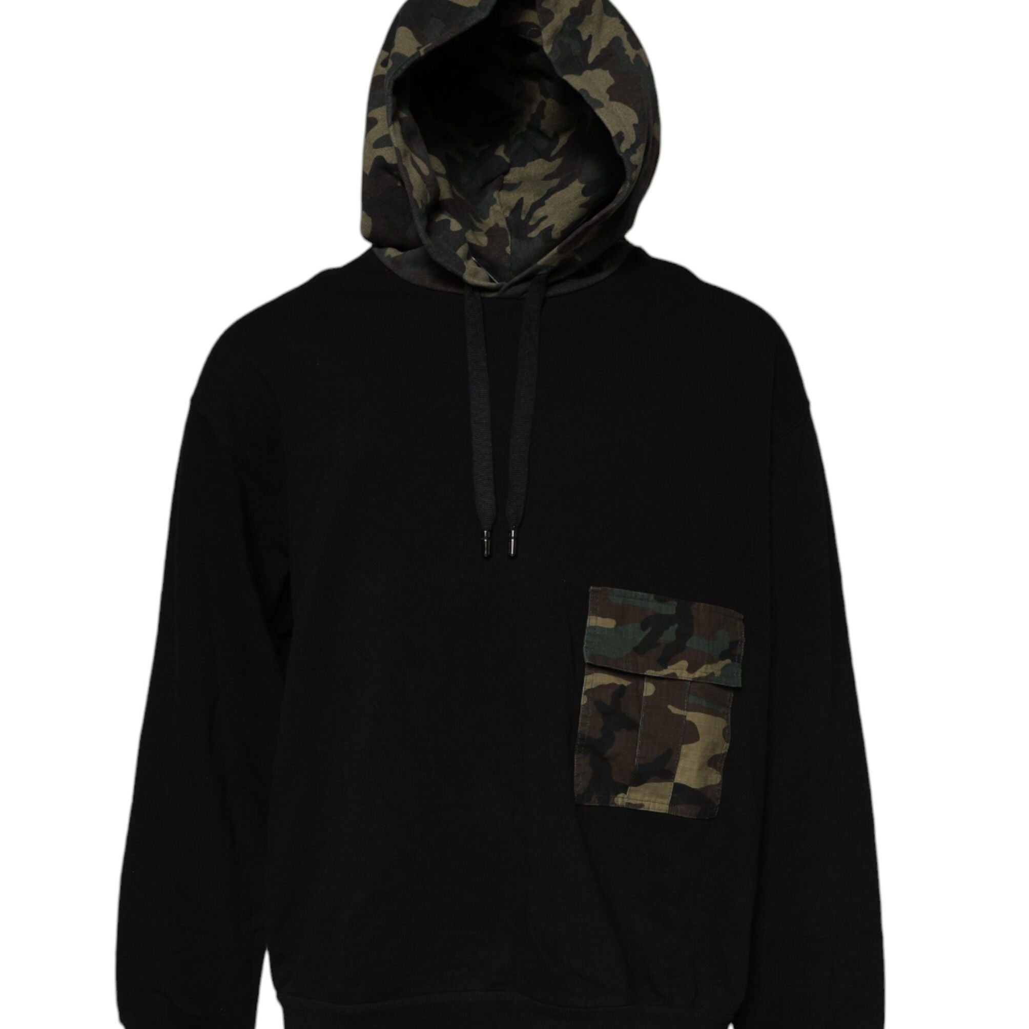 Dolce & Gabbana Black Camouflage Hooded Sweatshirt Sweater