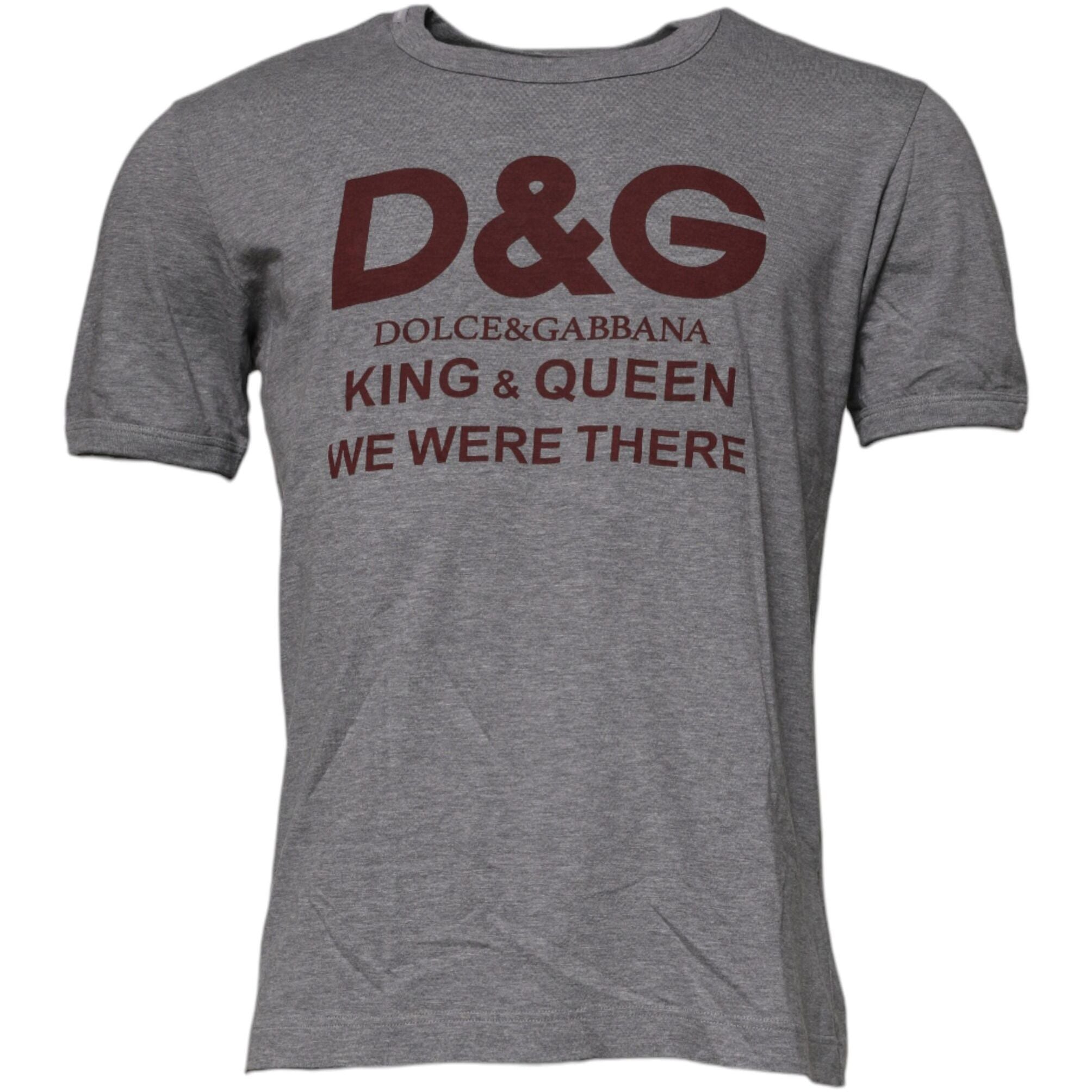 Dolce & Gabbana Gray Logo Print Cotton Crew Neck Men T-shirt
