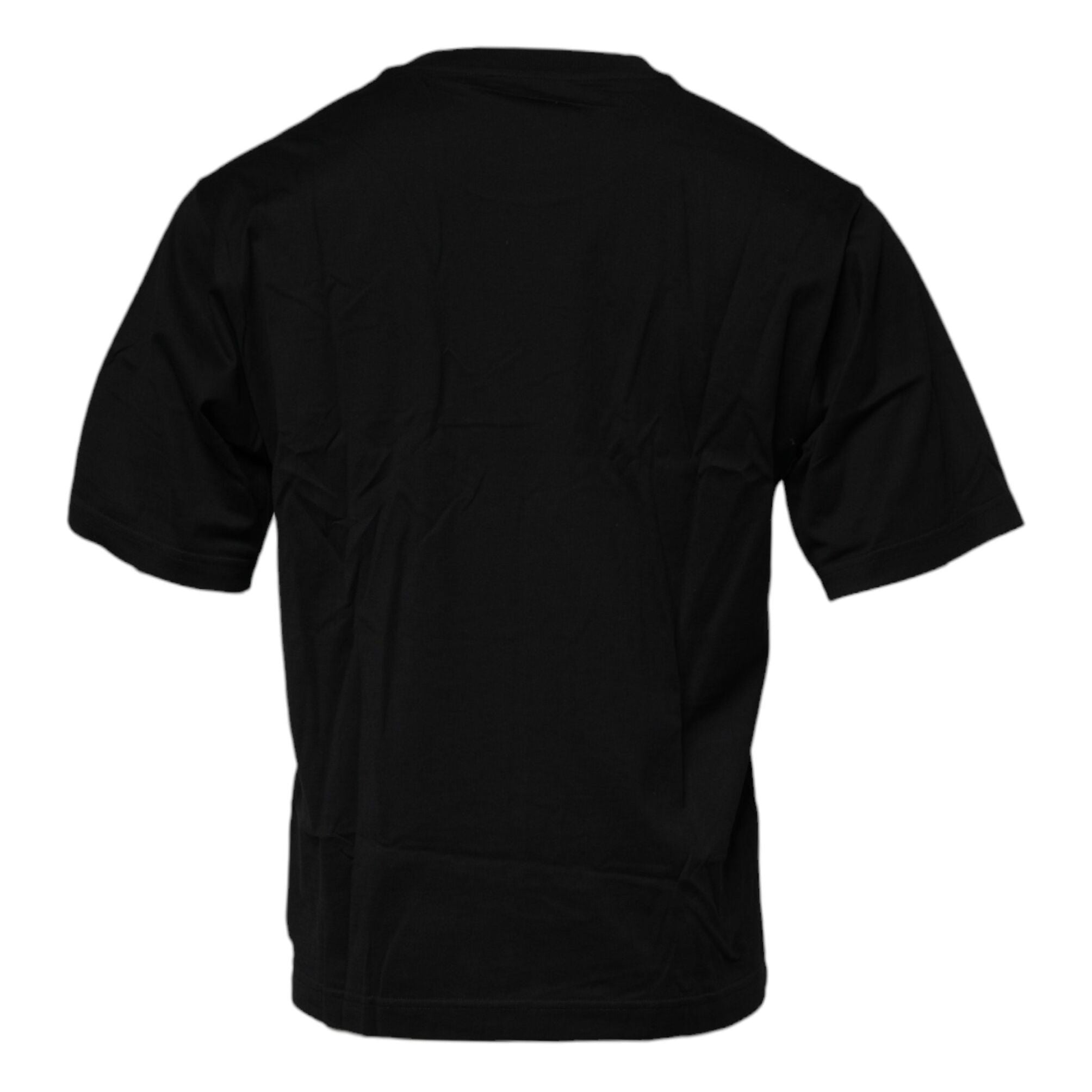 Dolce & Gabbana Black Logo Patch Cotton Crew Neck T-shirt