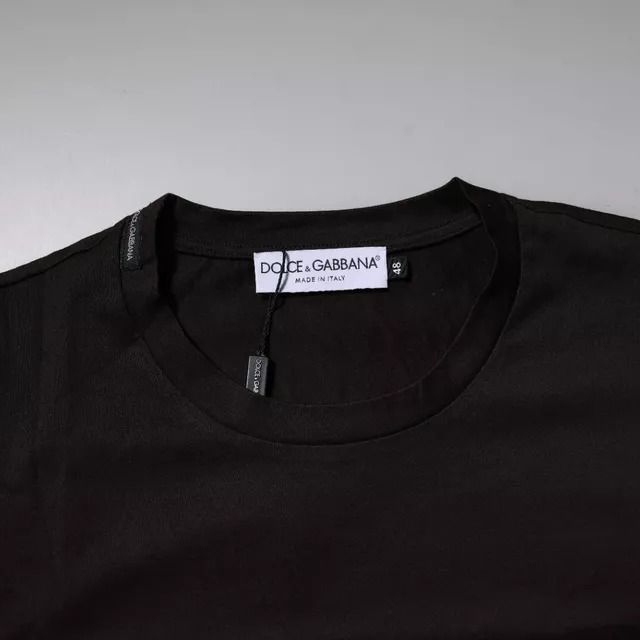 Dolce & Gabbana Dark Brown Logo Cotton Crew Neck T-shirt