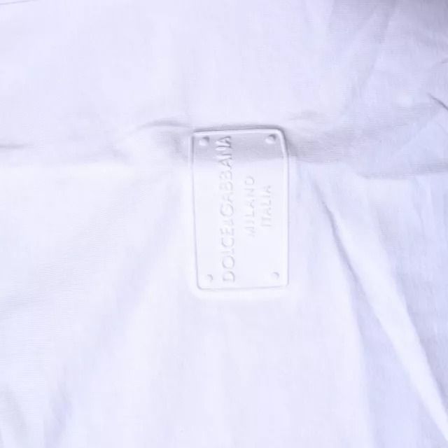 Dolce & Gabbana White Logo Plaque Cotton Crew Neck T-shirt