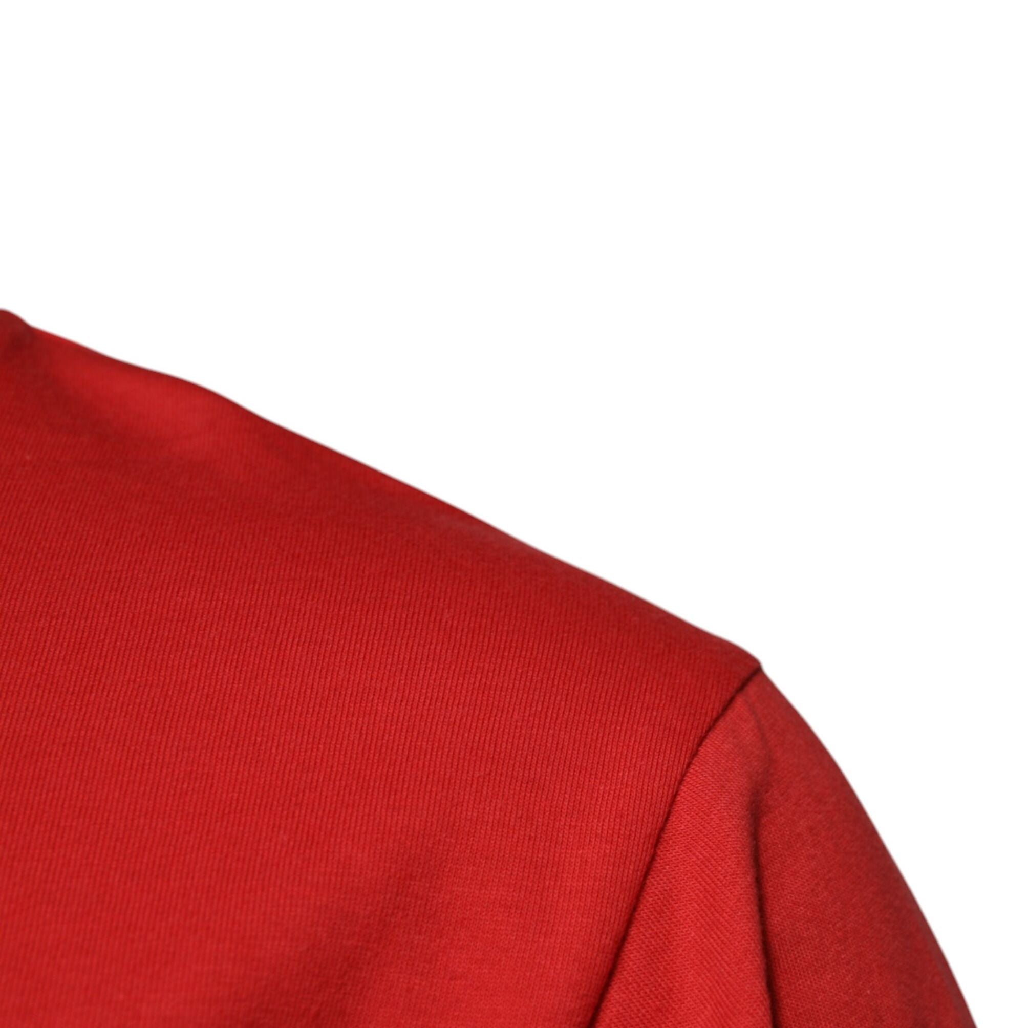 Dolce & Gabbana Red DG Logo Patch Cotton Crew Neck T-shirt
