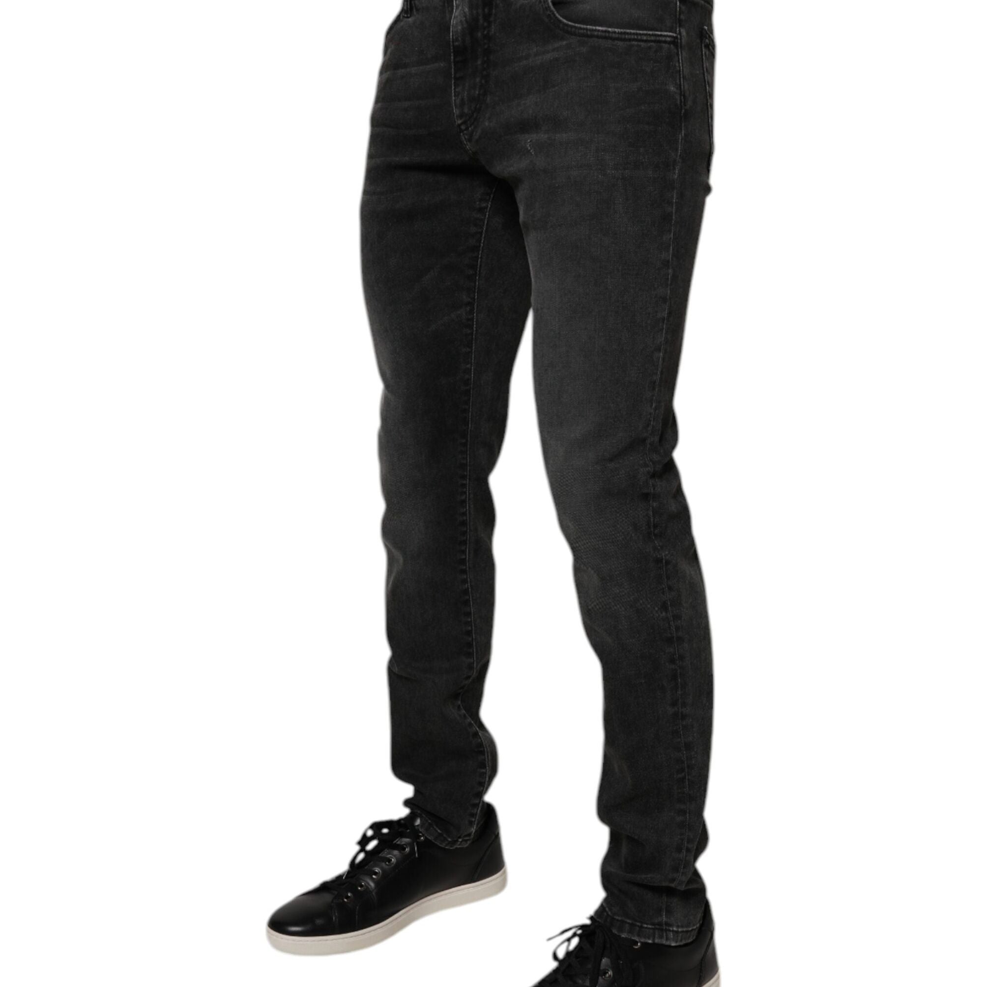 Dolce & Gabbana Black Cotton Stretch Skinny Men Denim Jeans