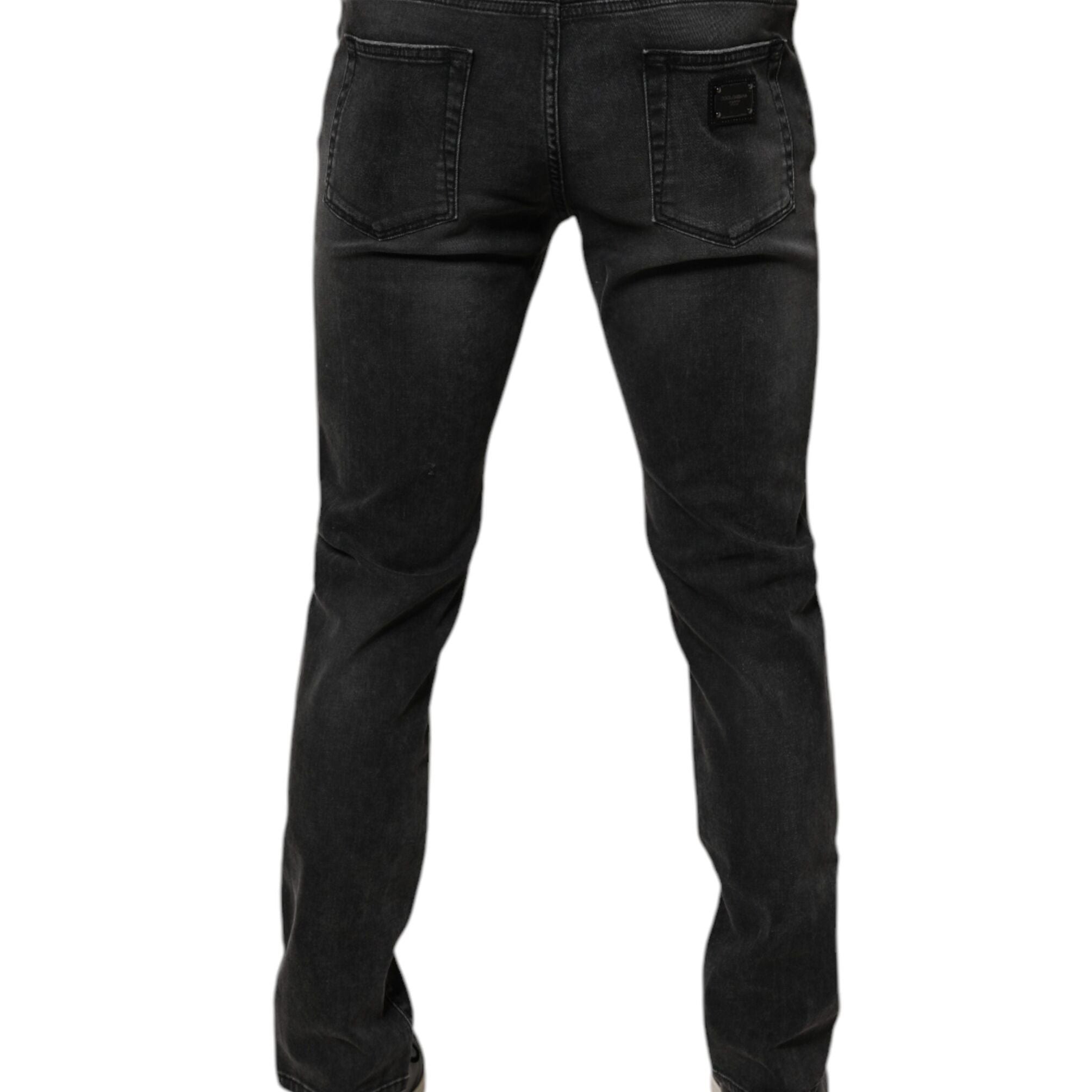 Dolce & Gabbana Black Cotton Stretch Skinny Men Denim Jeans