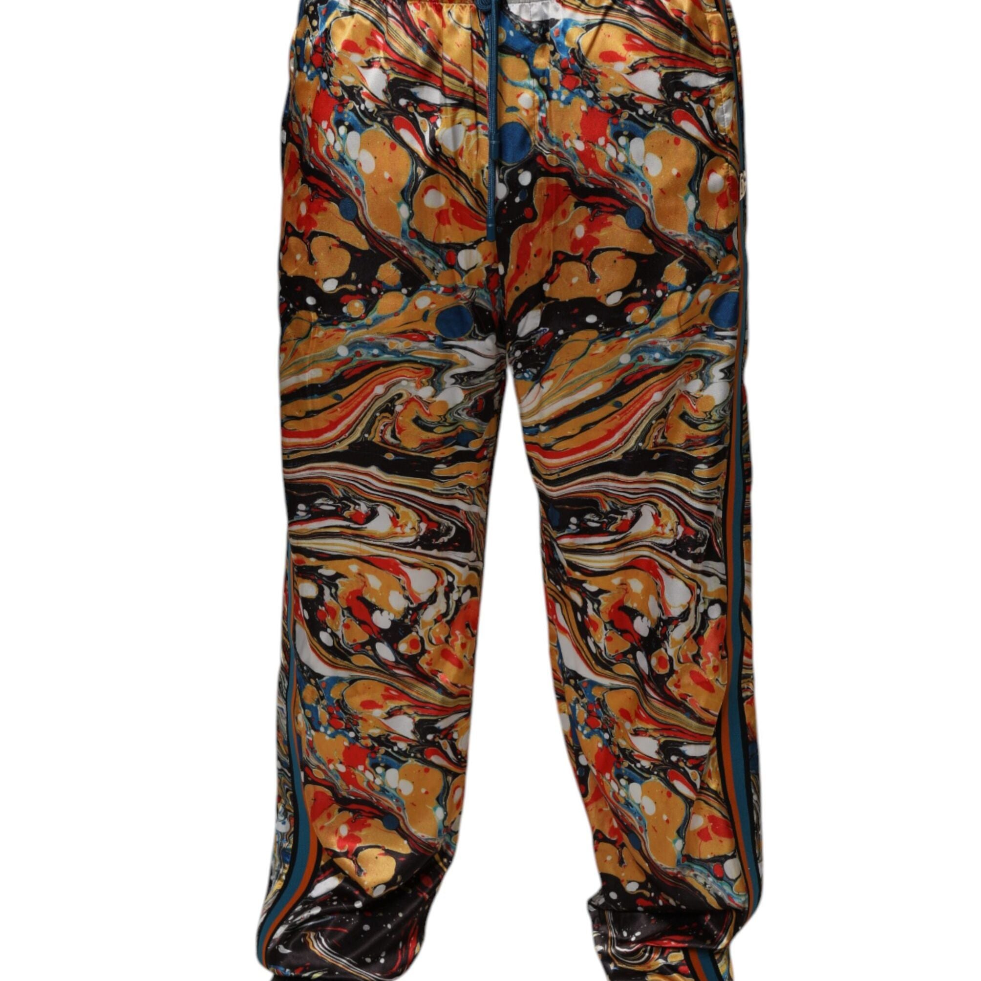 Dolce & Gabbana Multicolor Marble Satin Men Tracksuit Pants