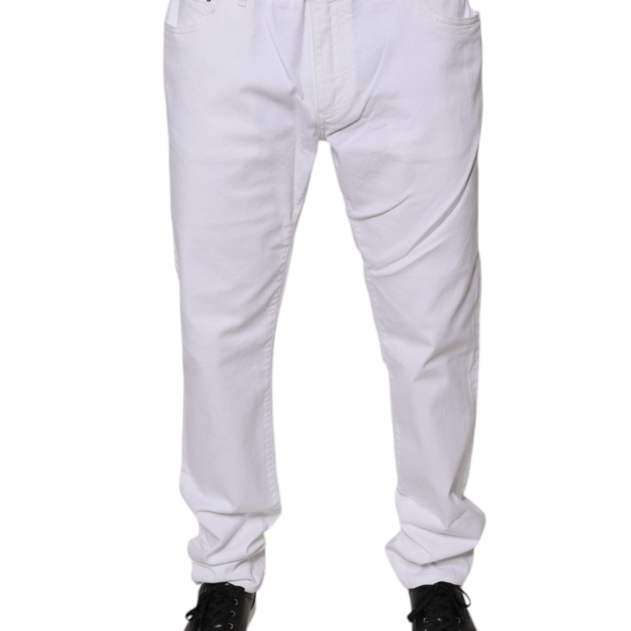 Dolce & Gabbana White Cotton Stretch Skinny Men Denim Jeans