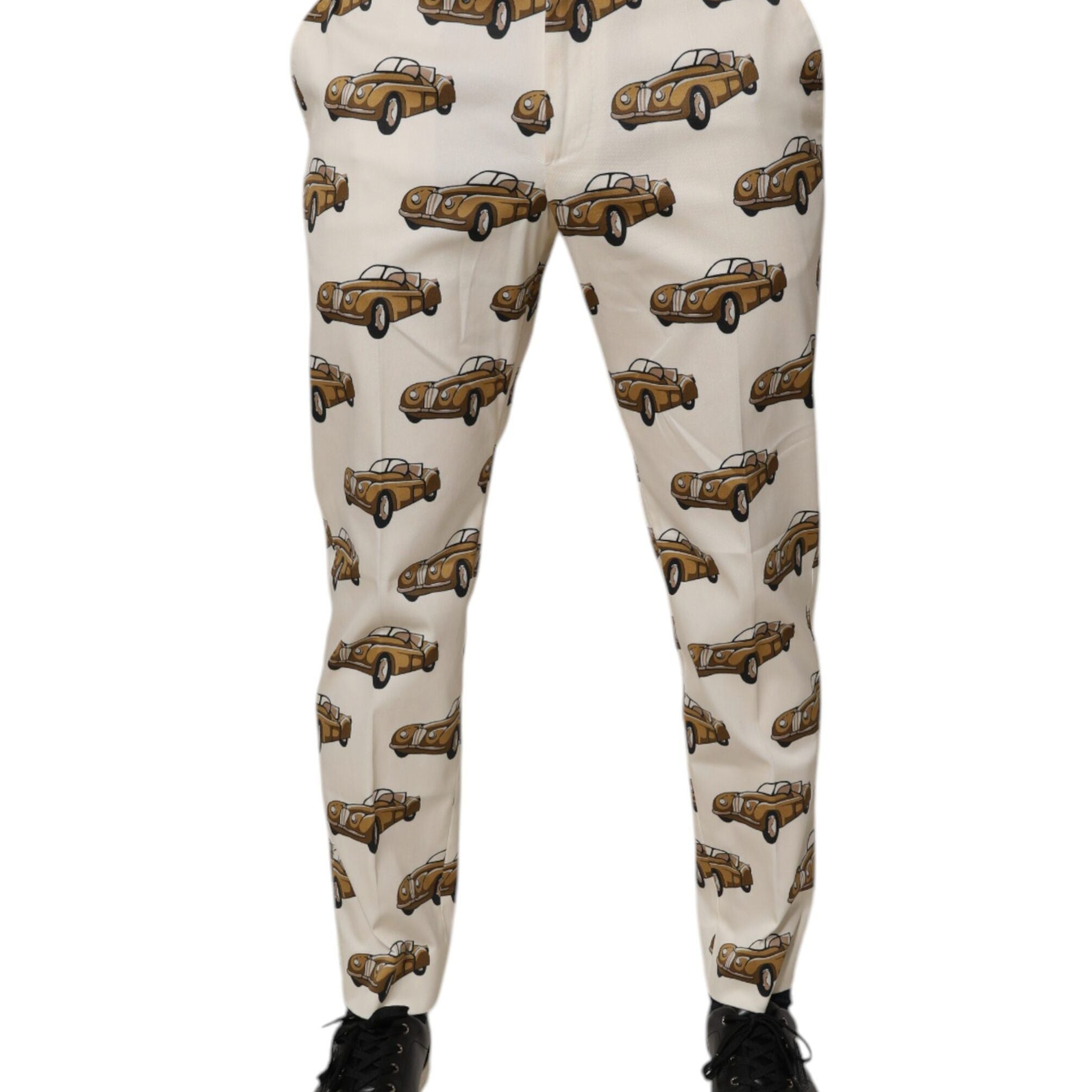 Dolce & Gabbana Off White Cars Cotton Skinny Men Denim Jeans