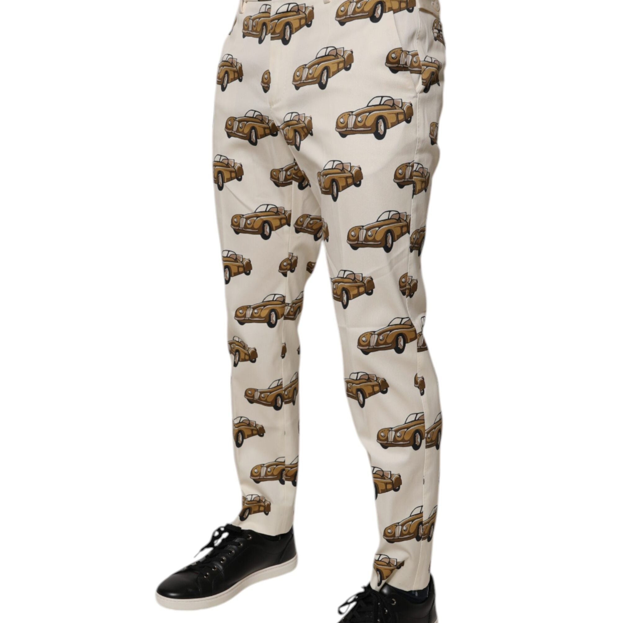 Dolce & Gabbana Off White Cars Cotton Skinny Men Denim Jeans