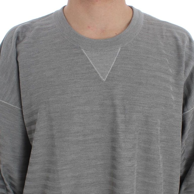 Dolce & Gabbana Gray Crewneck Pullover Silk Sweater