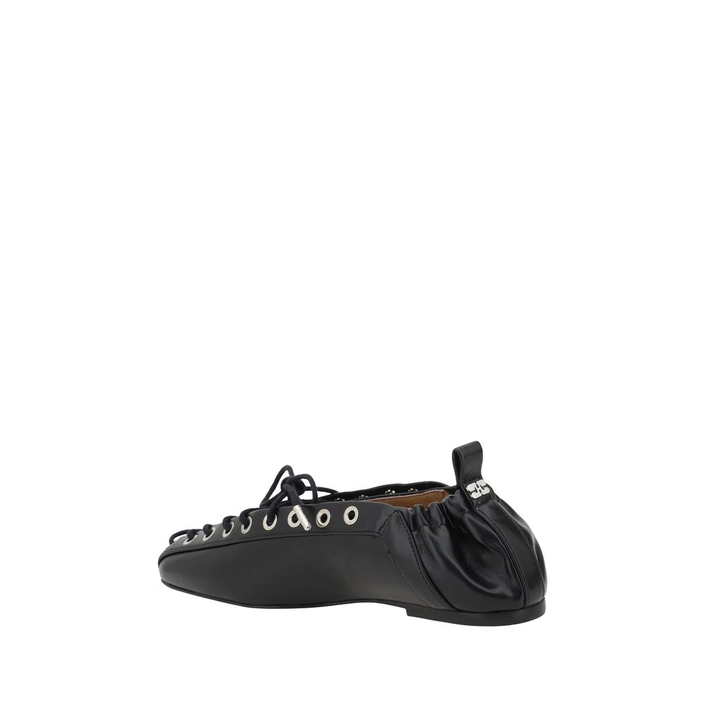 Ganni Black Polyethylene Ballet Flats